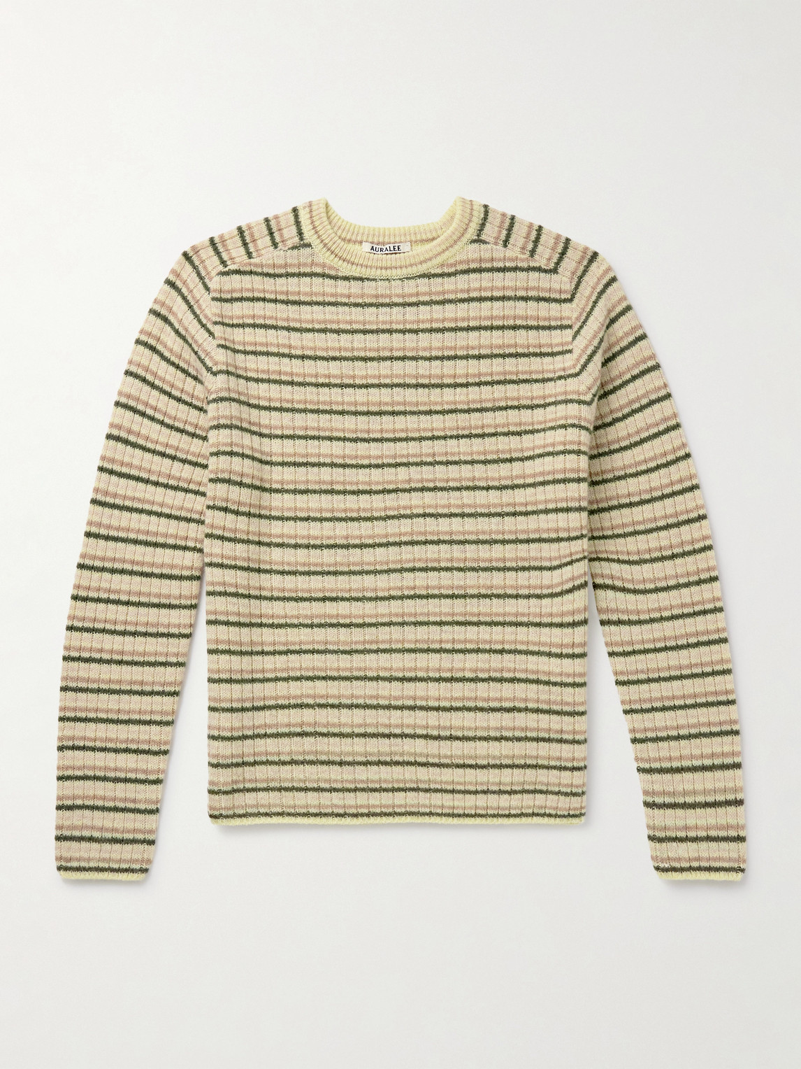Auralee Striped Shetland Wool and Cashmere-Blend Sweater - Men
