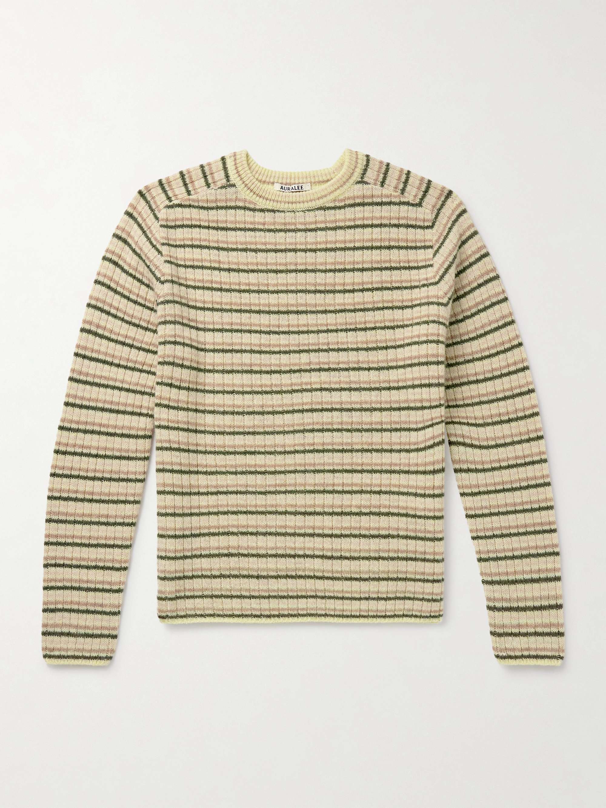 AURALEE Striped Shetland Wool and Cashmere-Blend Sweater for