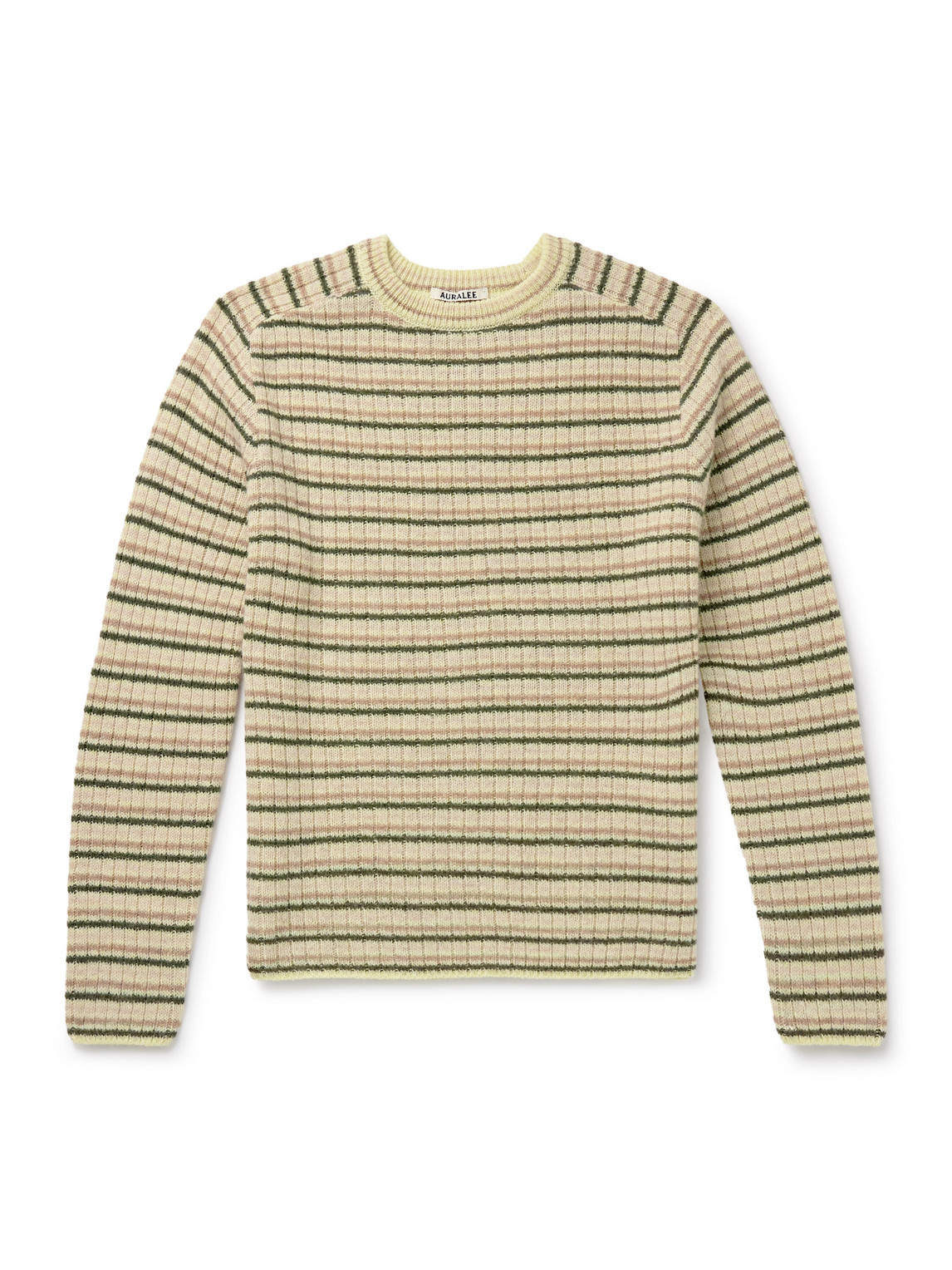 Auralee Striped Shetland Wool And Cashmere-blend Sweater In Multi