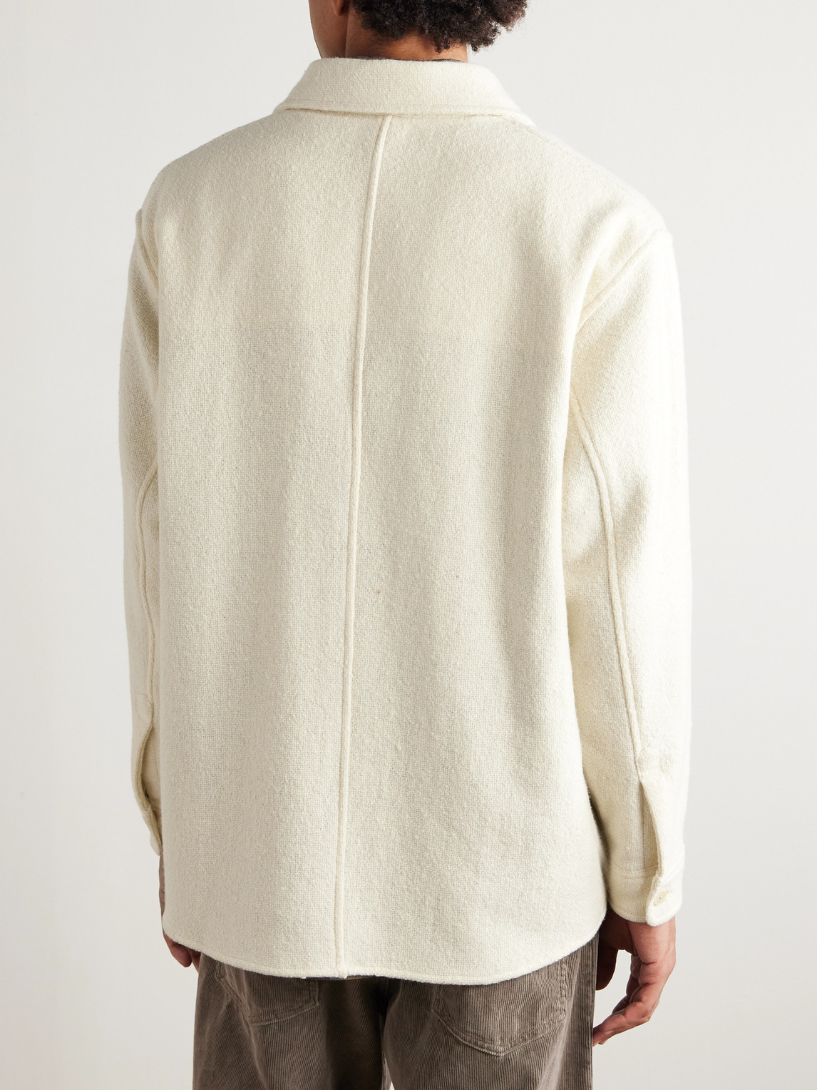 Auralee Oversized Wool-tweed Shirt Jacket In White