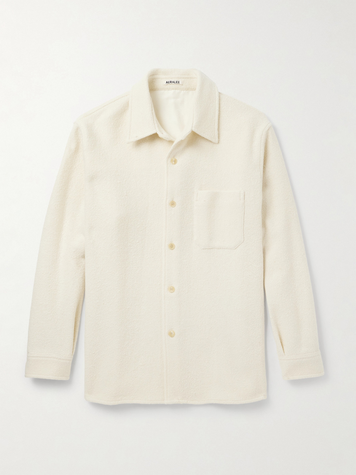 Auralee Oversized Wool-tweed Shirt Jacket In White