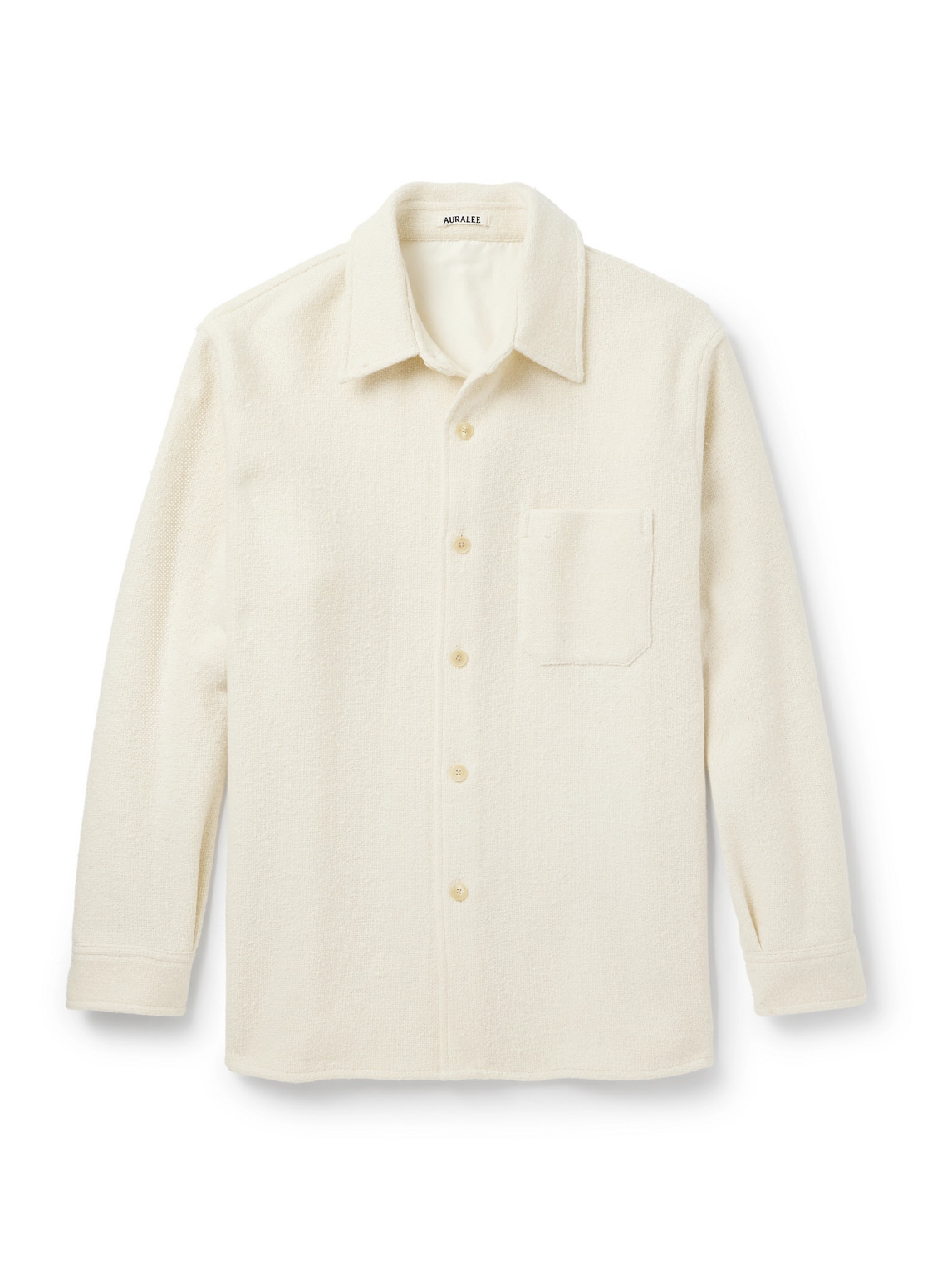 Auralee Oversized Wool-tweed Shirt Jacket In White