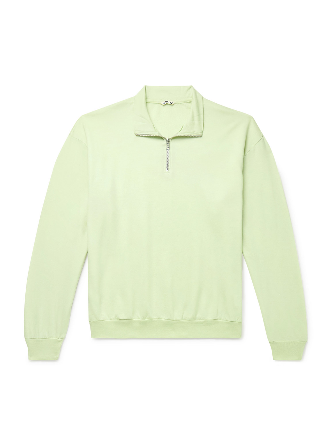 Auralee Wool-blend Jersey Half-zip Sweatshirt In Green