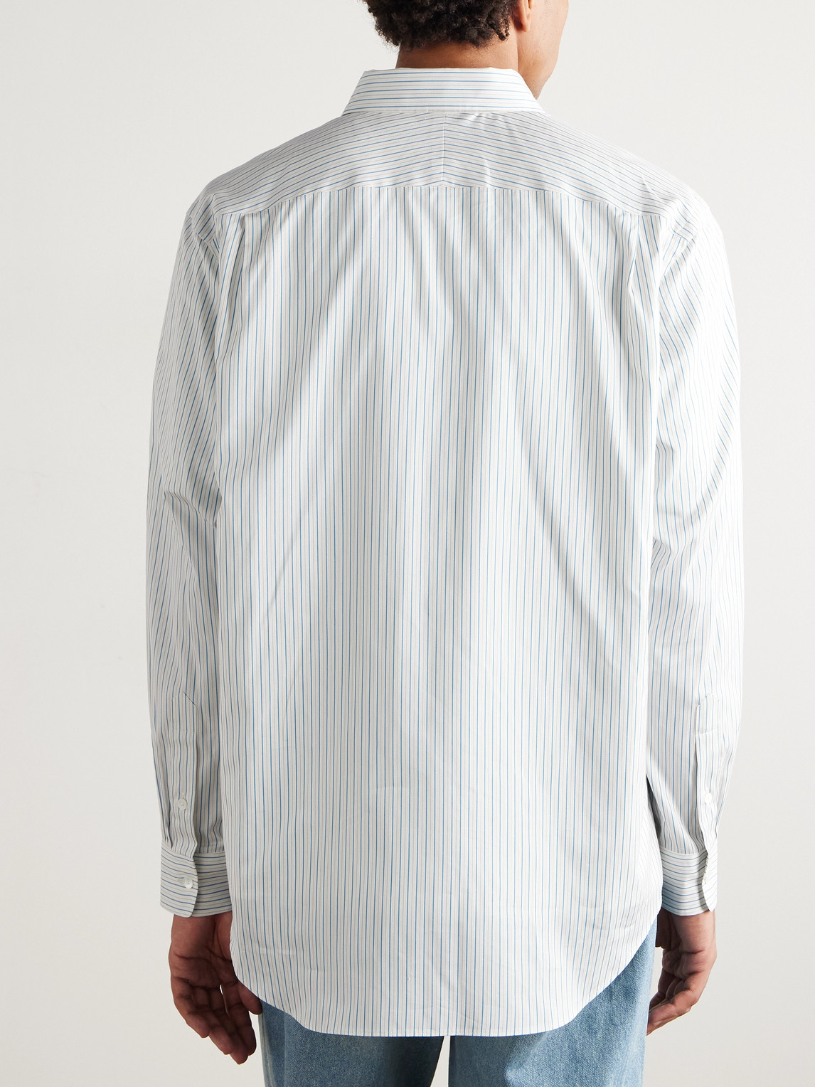 Auralee Sim-fit Striped Cotton And Silk-blend Twill Shirt In White