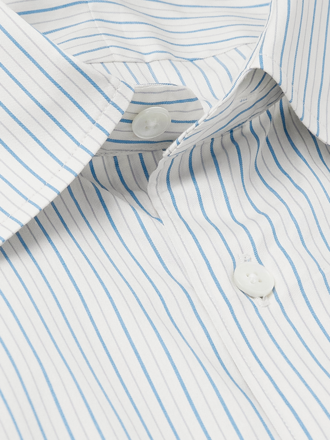 Auralee Sim-fit Striped Cotton And Silk-blend Twill Shirt In White