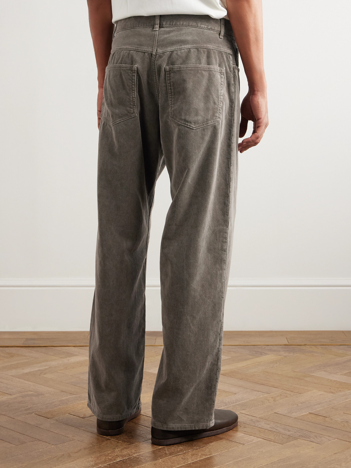 Auralee Straight-leg Cotton-corduroy Trousers In Gray