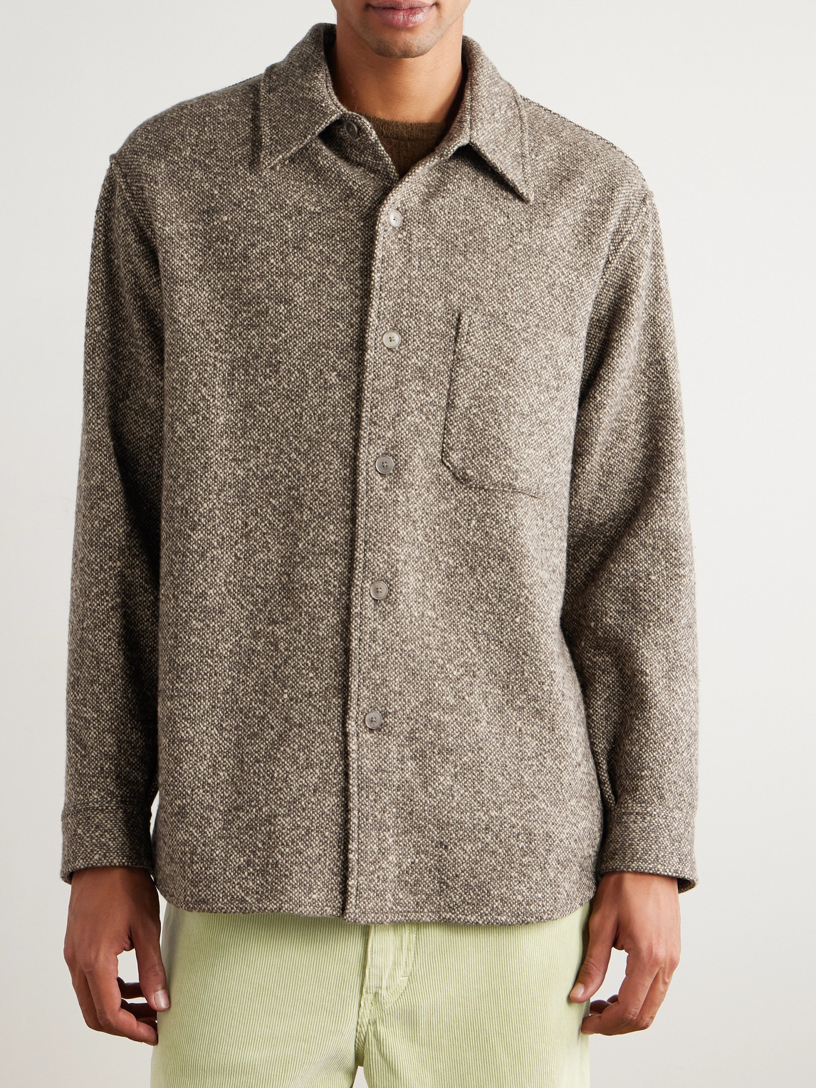 Auralee Wool-tweed Shirt Jacket In Brown