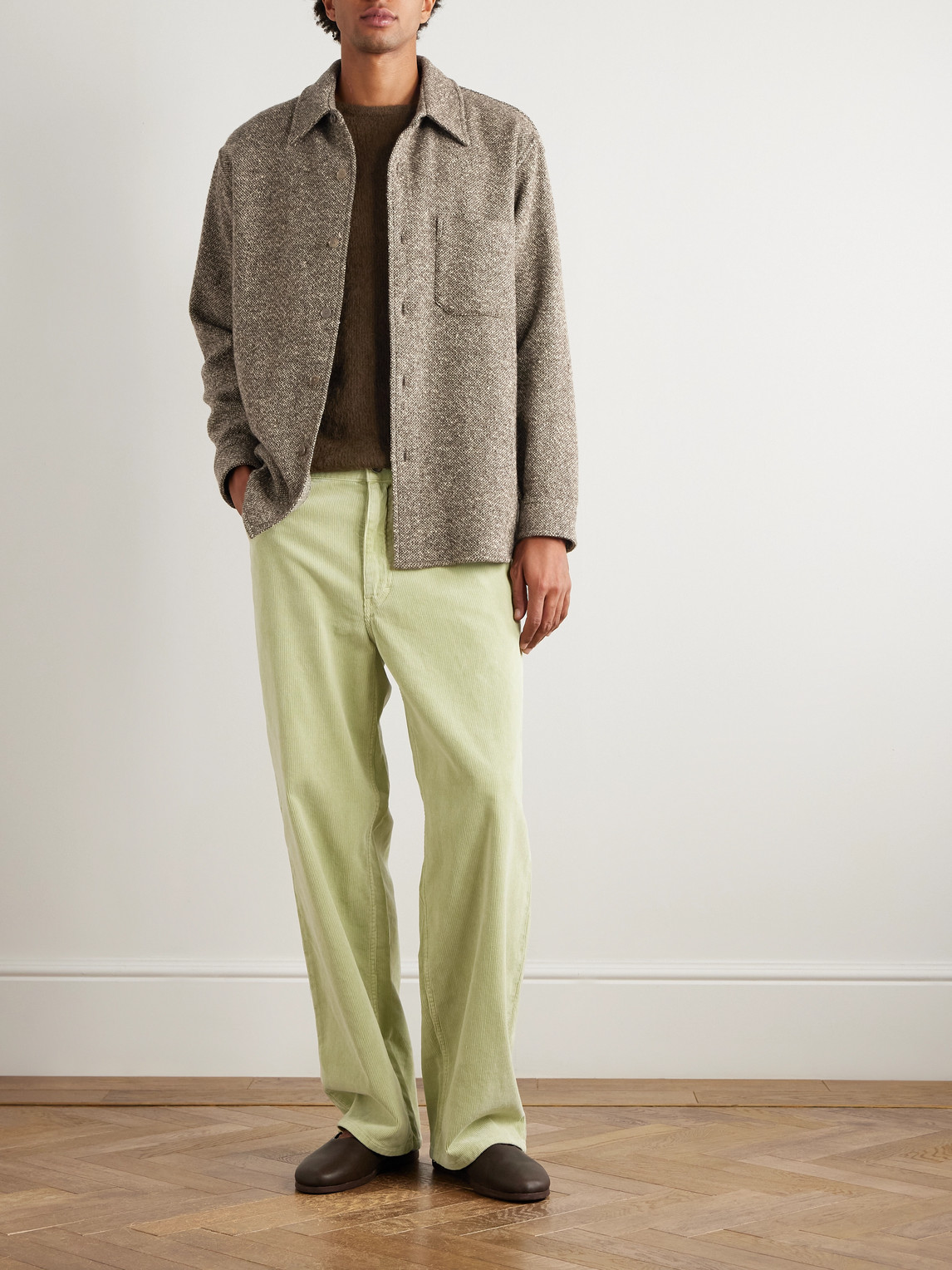 Auralee Wool-tweed Shirt Jacket In Brown