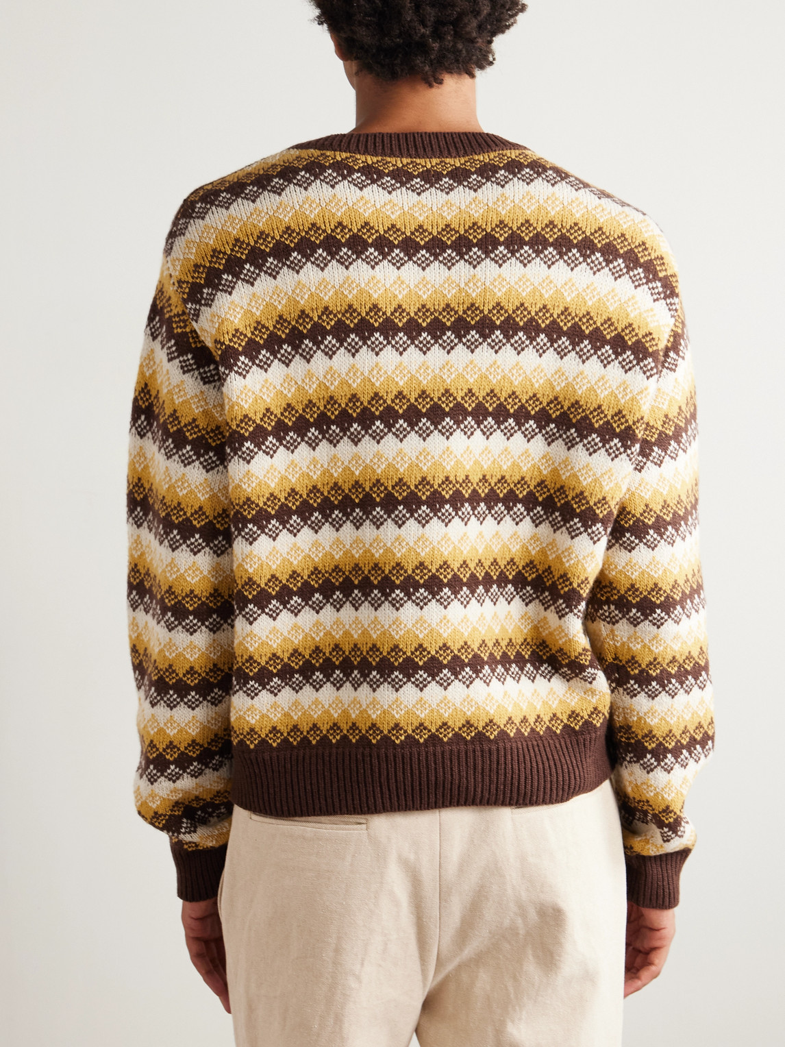 Auralee Jacquard-knit Cashmere And Wool-blend Sweater In Yellow
