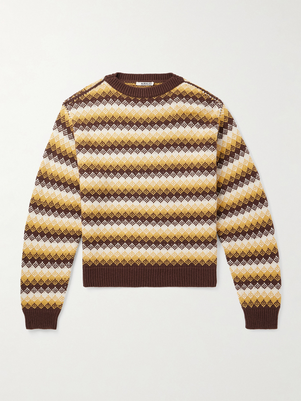 Auralee Jacquard-knit Cashmere And Wool-blend Sweater In Yellow