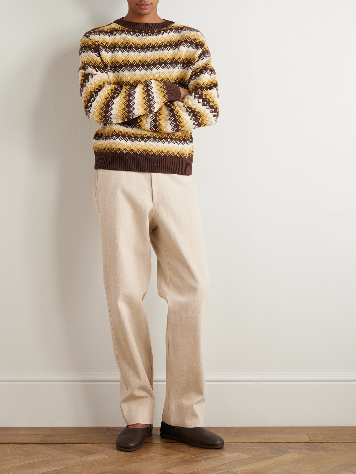 Auralee Jacquard-knit Cashmere And Wool-blend Sweater In Yellow