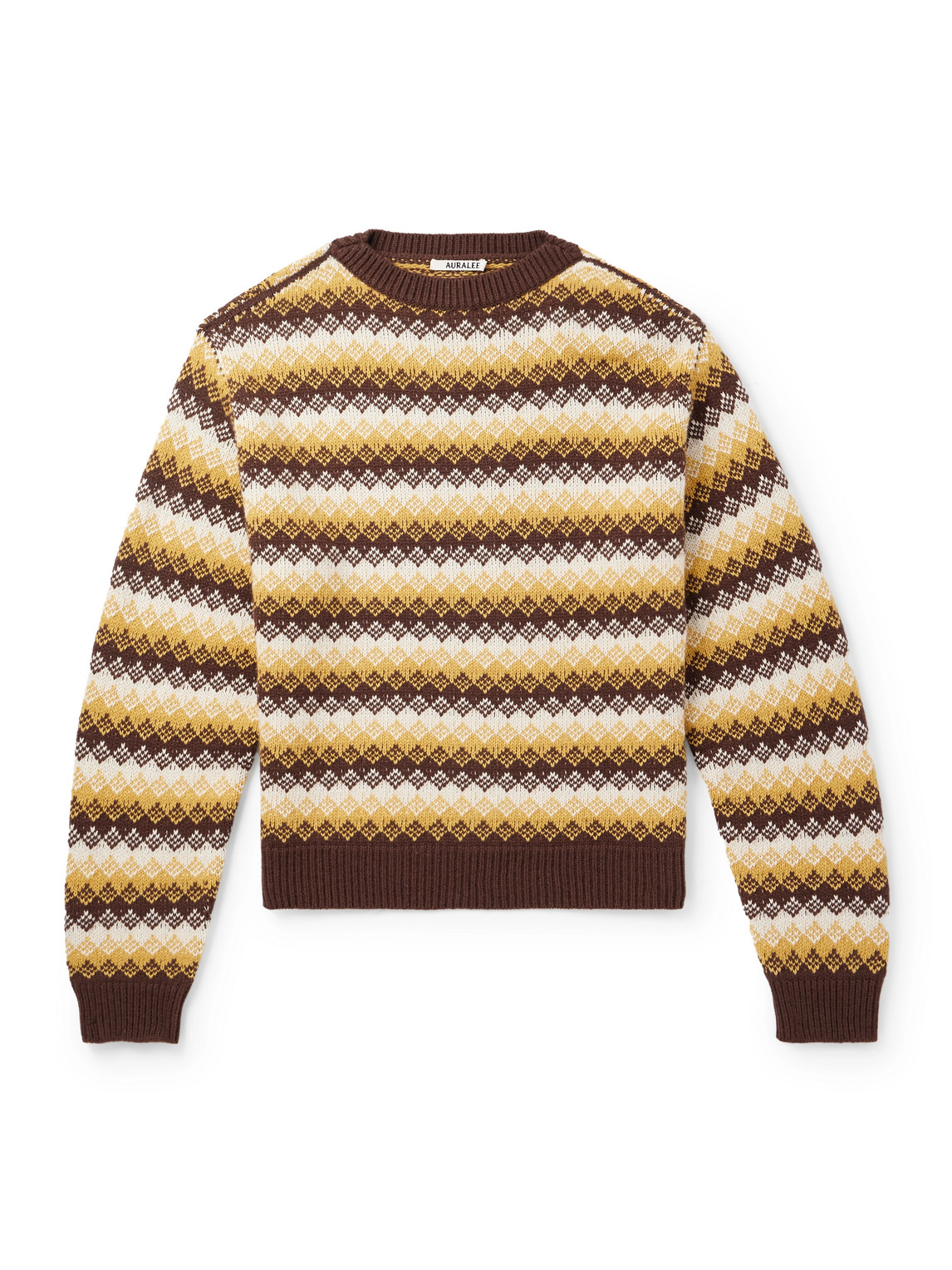 Auralee Jacquard-knit Cashmere And Wool-blend Sweater In Yellow