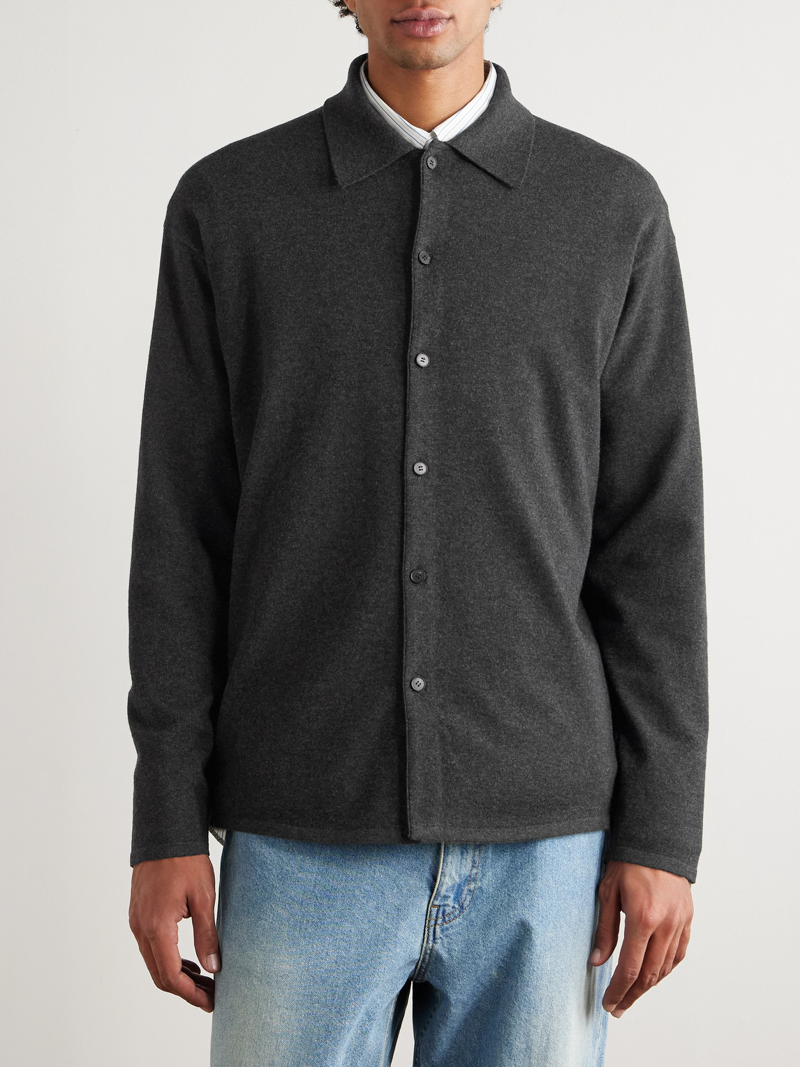 Auralee Wool Cardigan In Gray