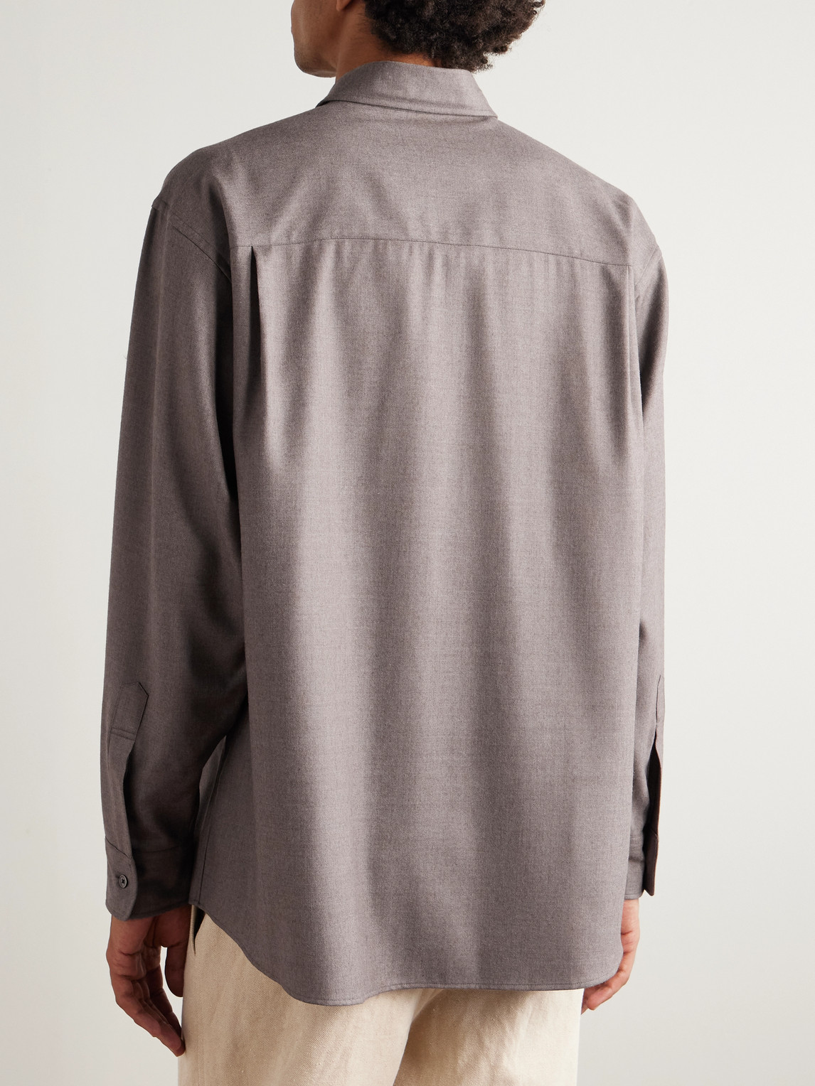 Auralee Wool-twill Shirt In Burgundy