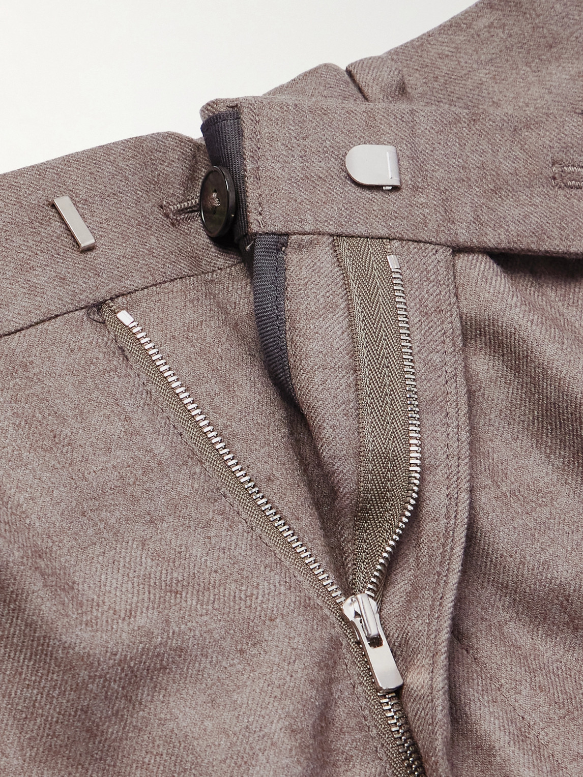 Auralee Wide-leg Pleated Wool-twill Trousers In Brown