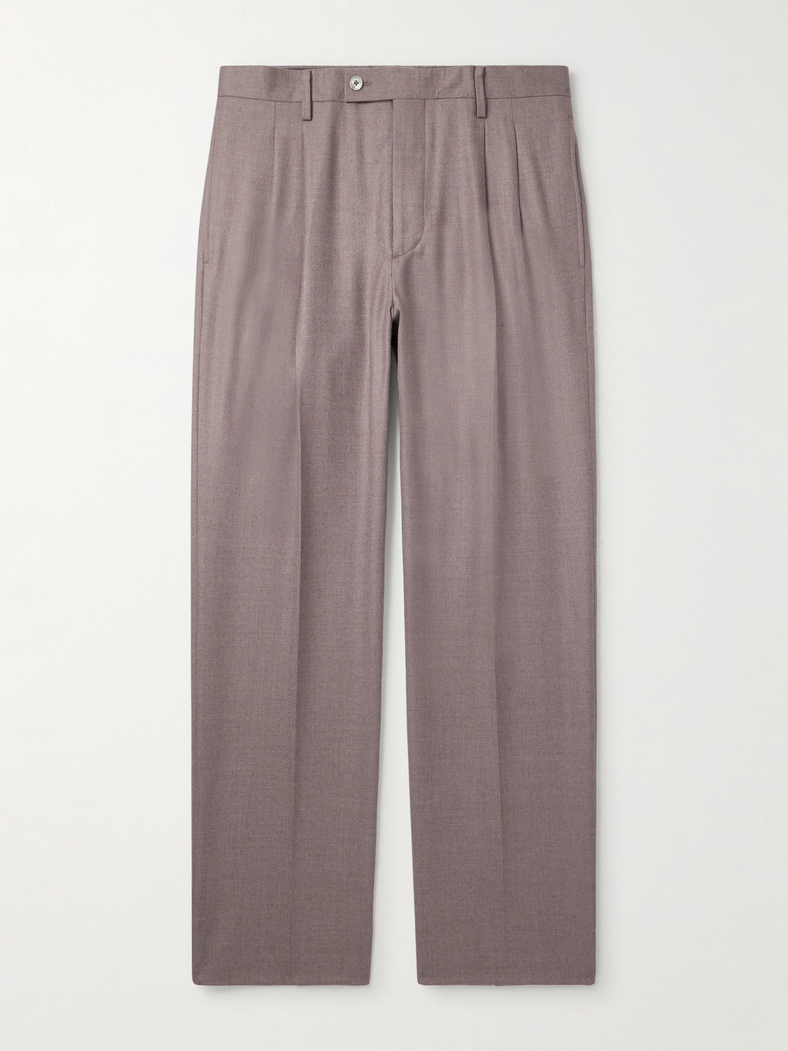 Auralee Wide-leg Pleated Wool-twill Trousers In Brown