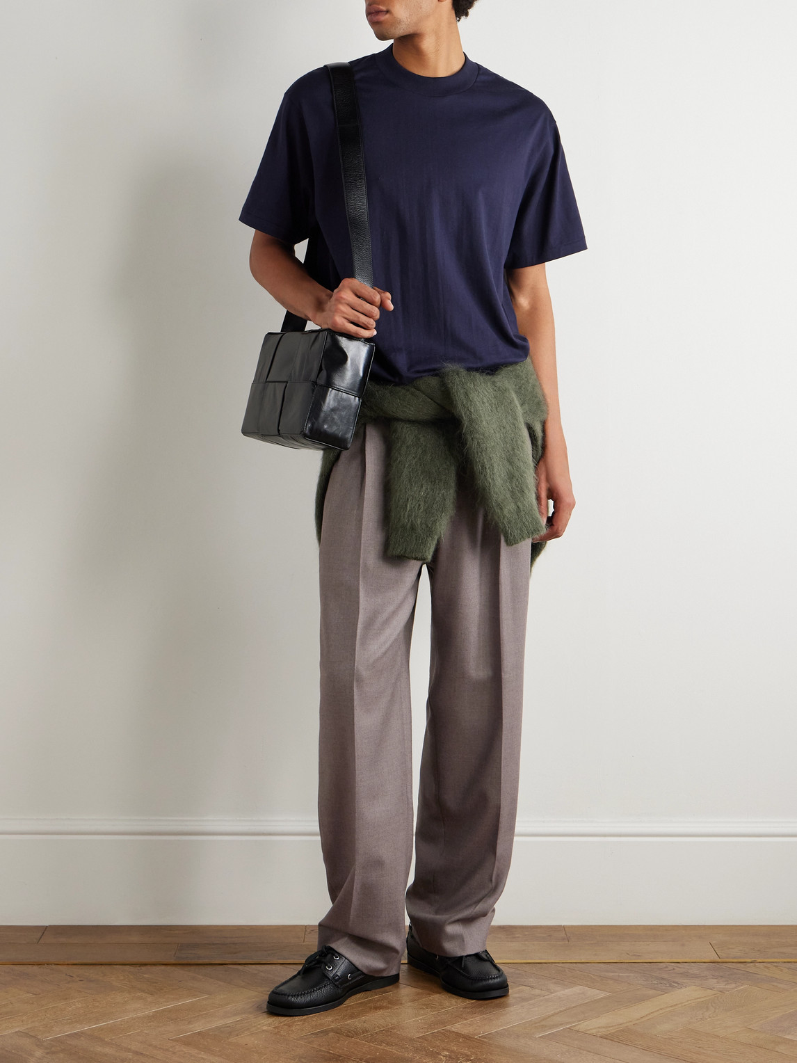 Auralee Wide-leg Pleated Wool-twill Trousers In Brown