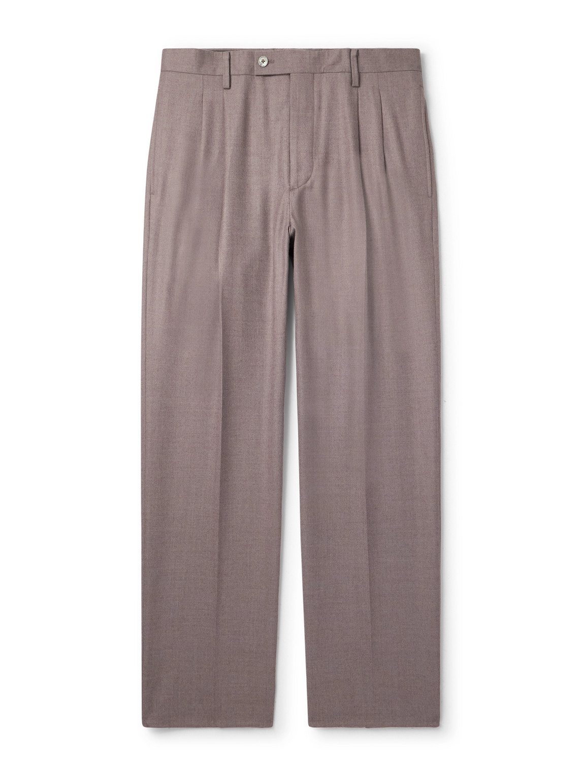 Auralee Wide-leg Pleated Wool-twill Trousers In Brown
