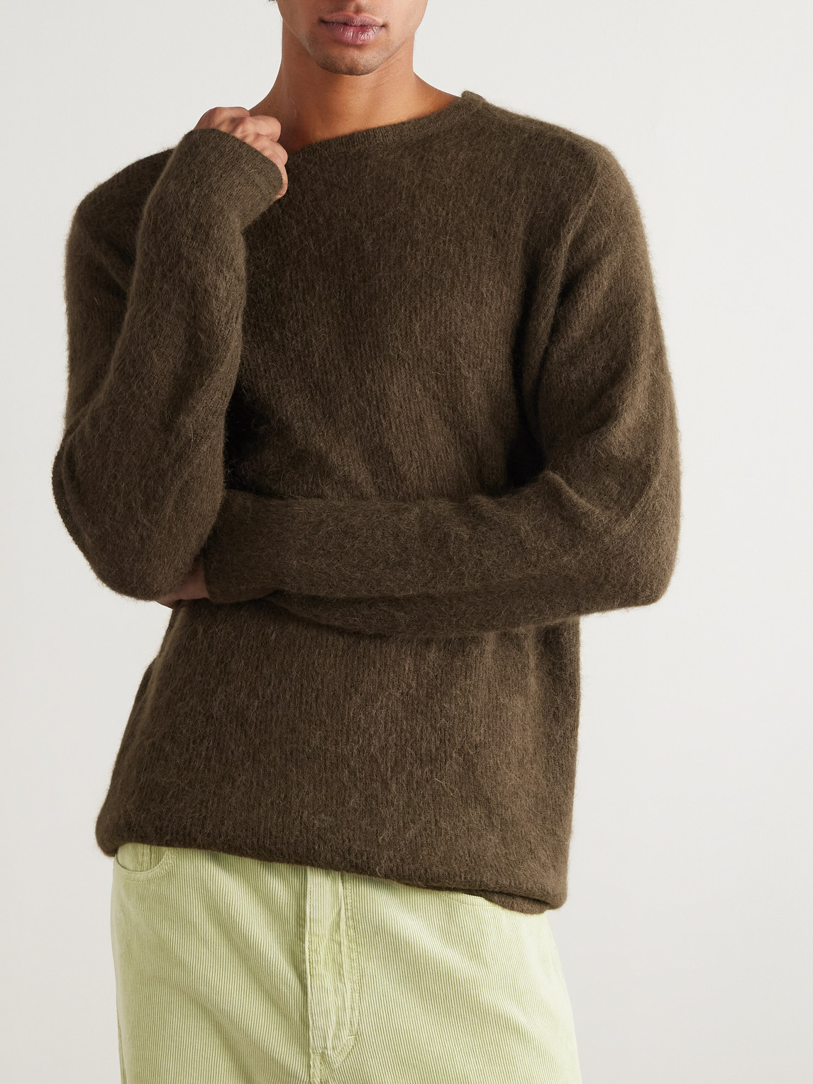 Auralee Ribbed Alpaca-blend Sweater In Brown