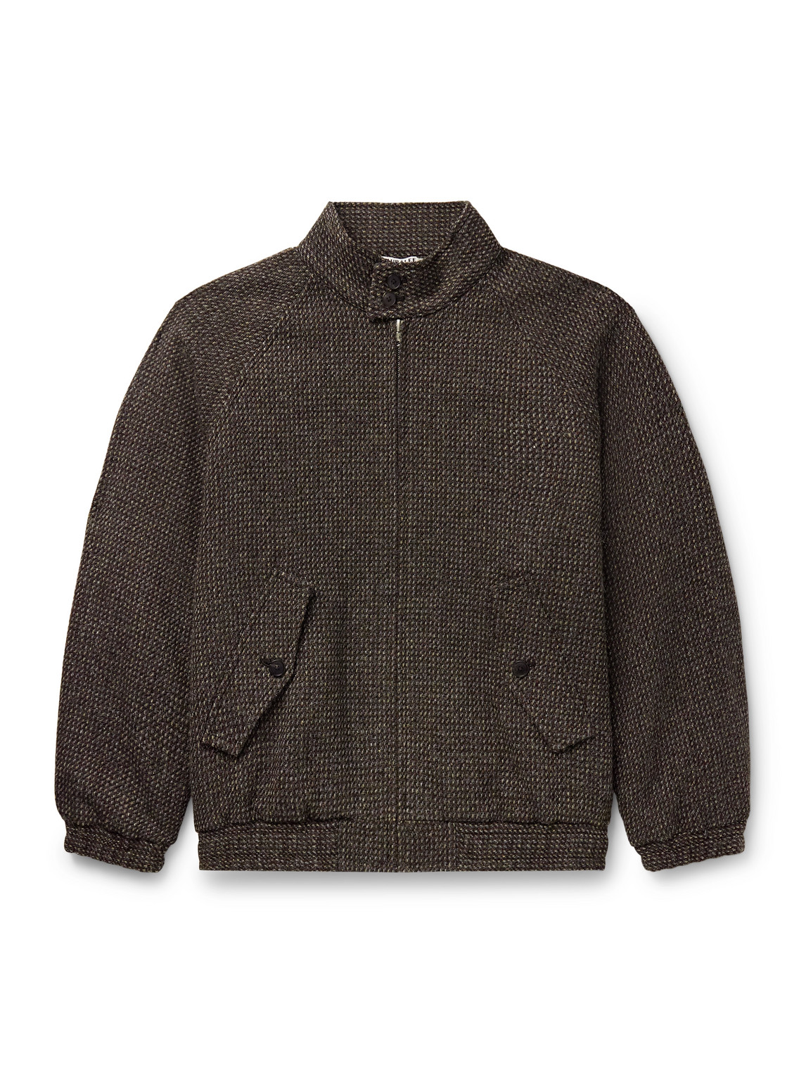 Auralee Wool, Alpaca And Silk-blend Tweed Bomber Jacket In Black