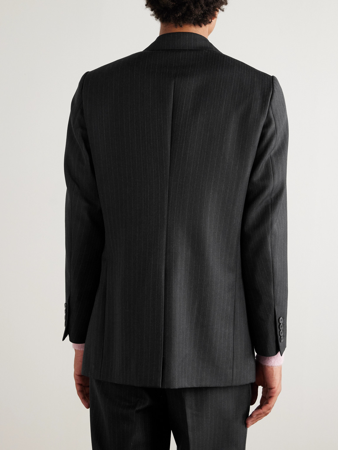 Auralee Pinstriped Wool Suit Jacket In Gray