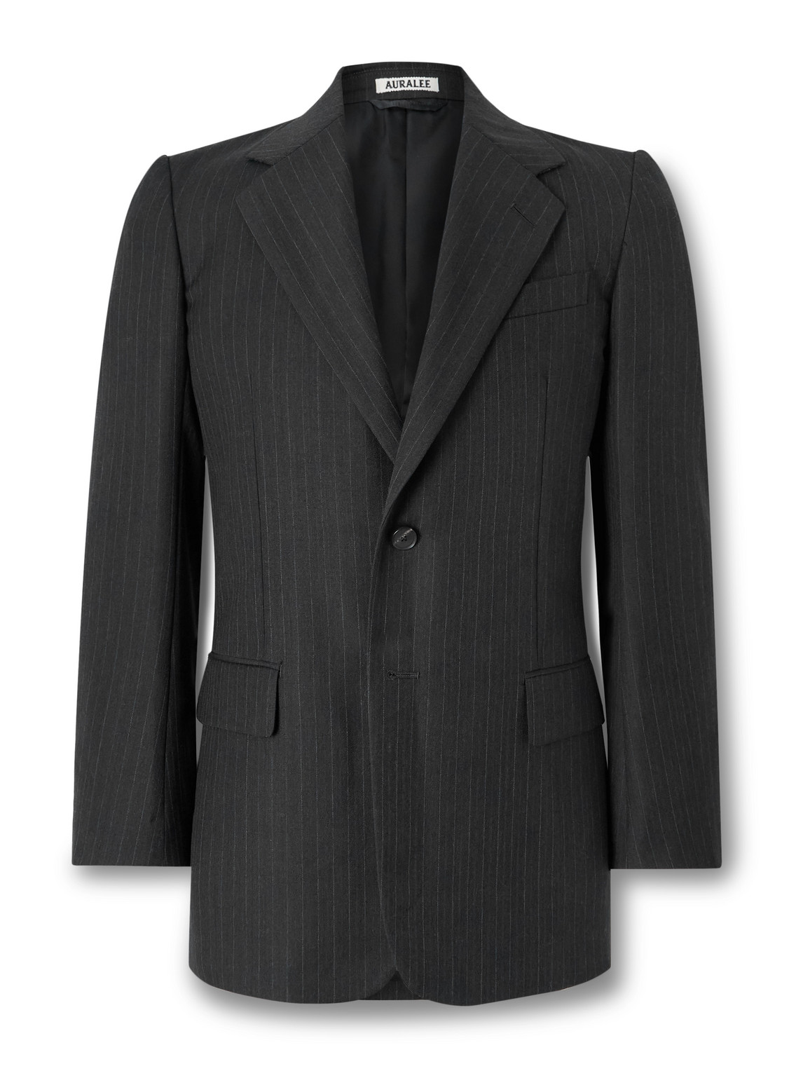 Auralee Pinstriped Wool Suit Jacket In Gray