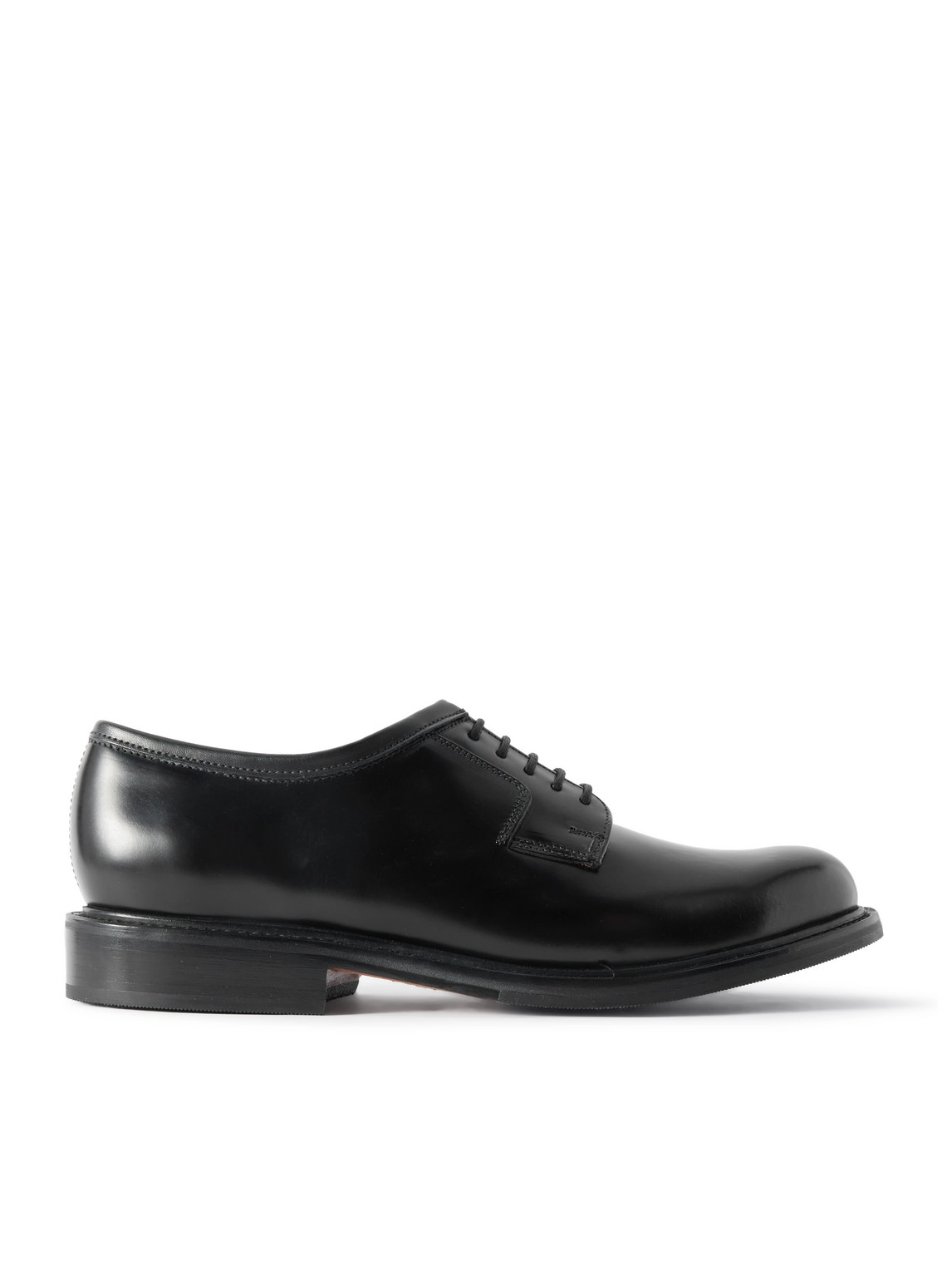 Grenson Camden Polished-leather Derby Shoes In Black