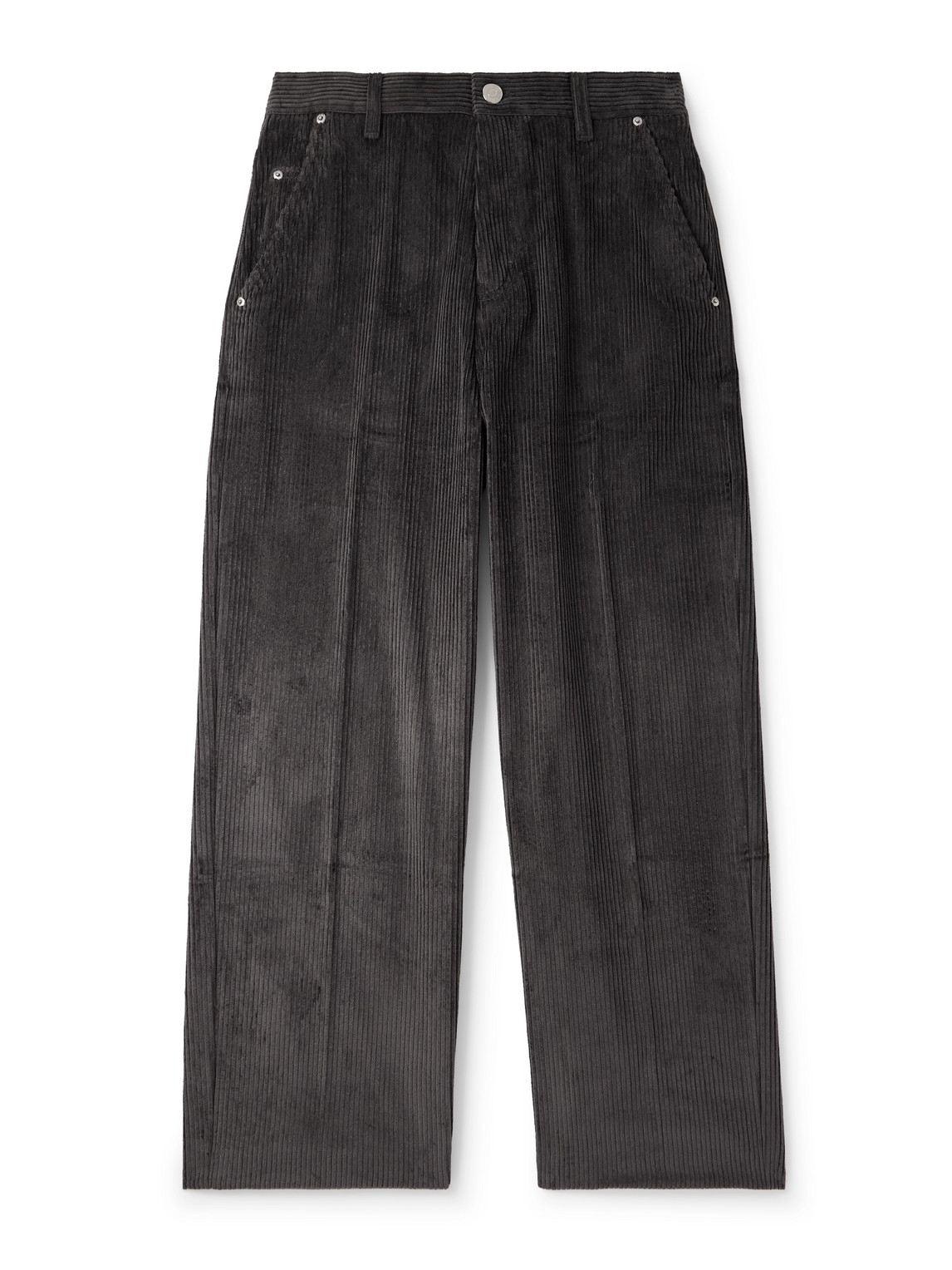 Ami Alexandre Mattiussi Wide-leg Cotton-corduroy Trousers In Black