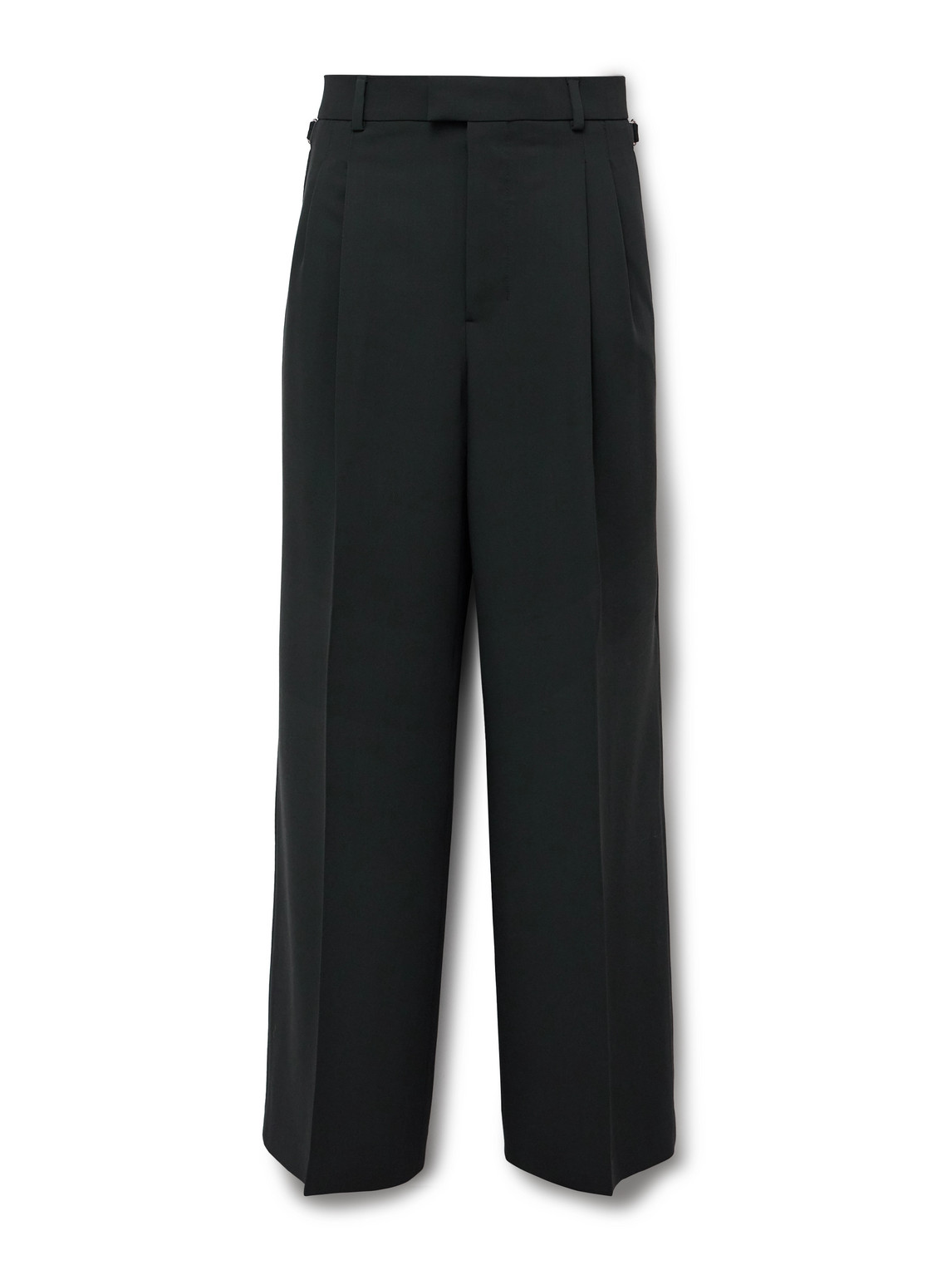 Ami Alexandre Mattiussi Wide-leg Pleated Virgin Wool-tricotine Trousers In Black