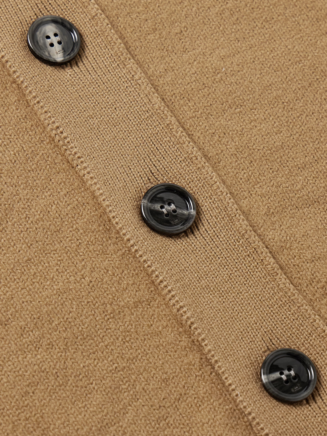 Ami Alexandre Mattiussi Ami Classic V-neck Wool Cardigan With Signature Logo In Brown