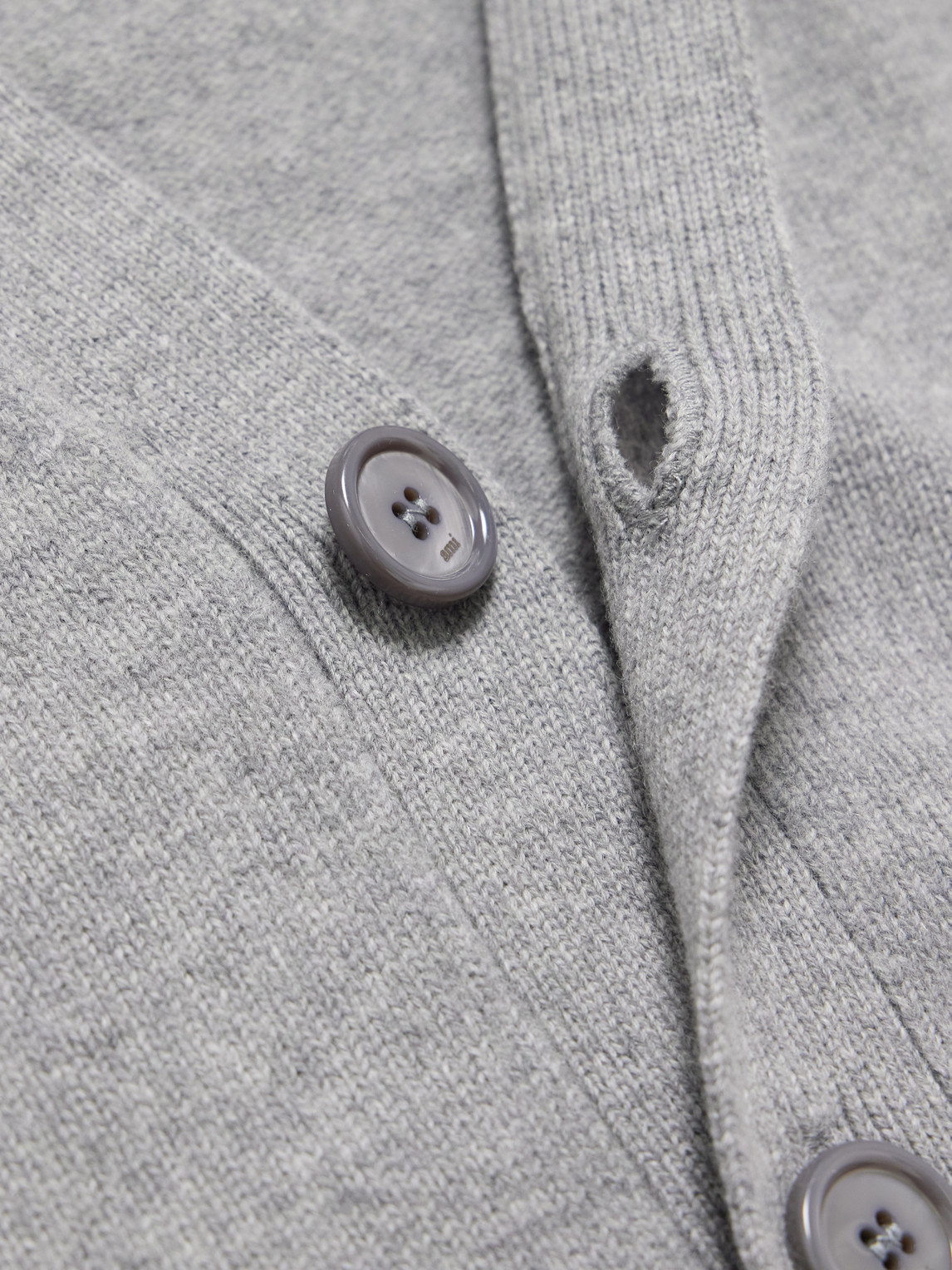 Ami Alexandre Mattiussi Logo-embroidered Wool And Cashmere-blend Cardigan In Gray