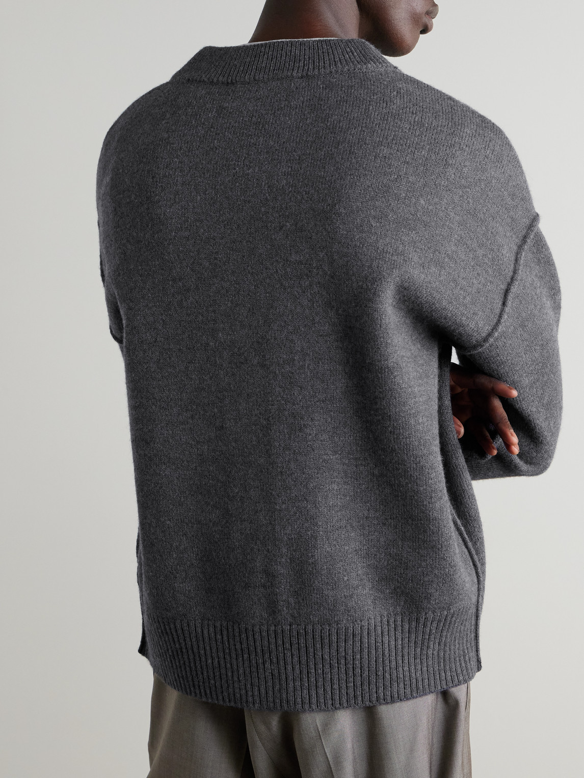 Ami Alexandre Mattiussi Ami Paris Ami De Coeur Heather Grey Wool Cardigan Men In Gray