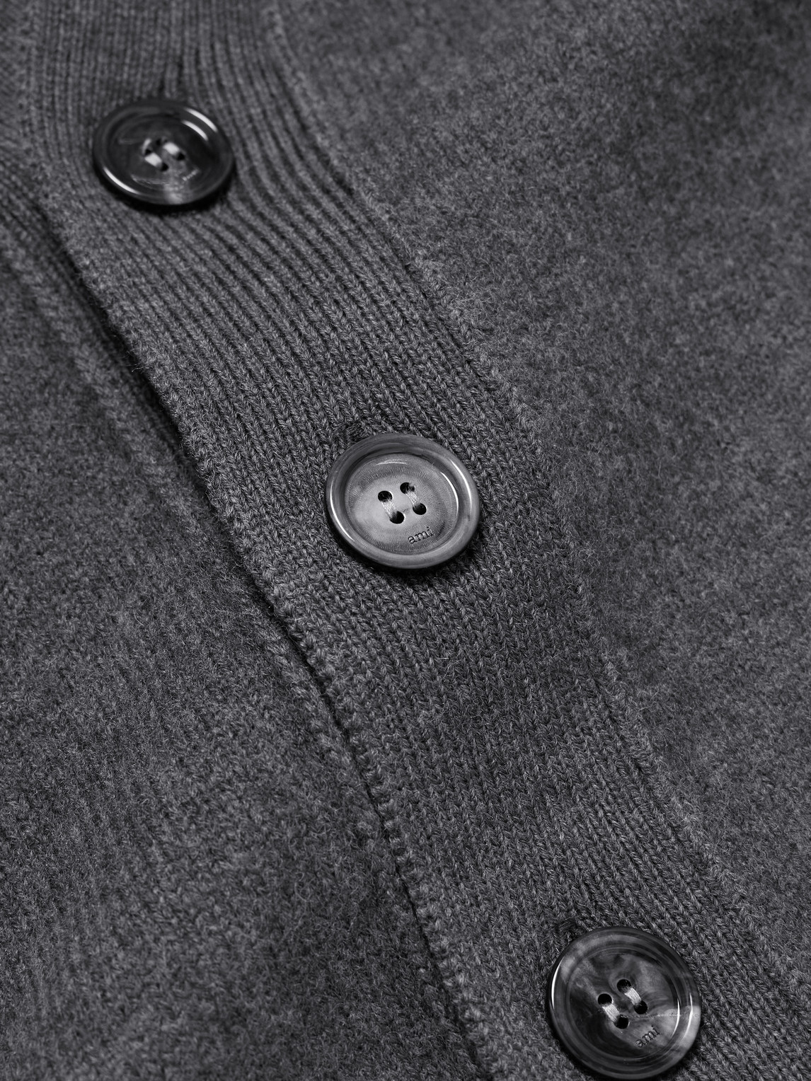 Ami Alexandre Mattiussi Ami Paris Ami De Coeur Heather Grey Wool Cardigan Men In Gray
