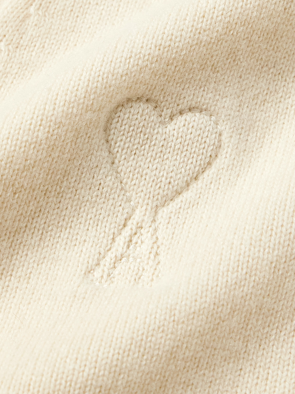Ami Alexandre Mattiussi Embroidered Wool And Cashmere-blend Sweater In Neutral