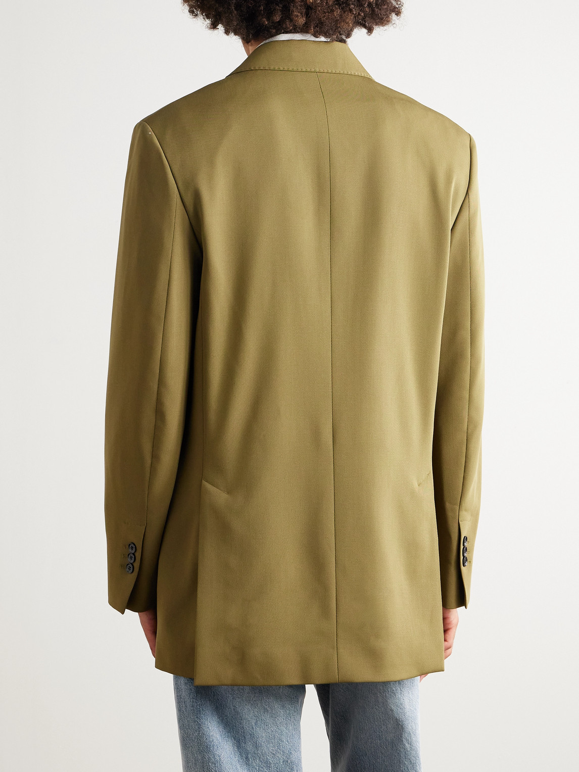 Ami Alexandre Mattiussi Double-breasted Wool-tricotine Blazer In Green