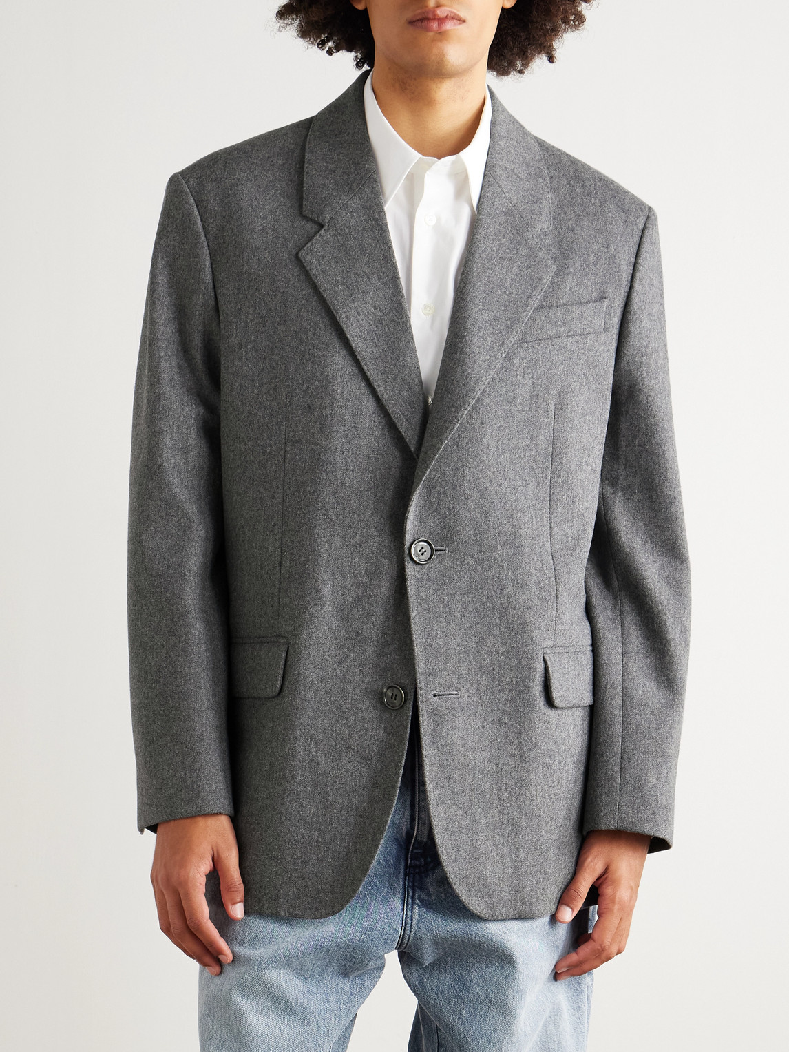 Ami Alexandre Mattiussi Wool-flannel Blazer In Gray