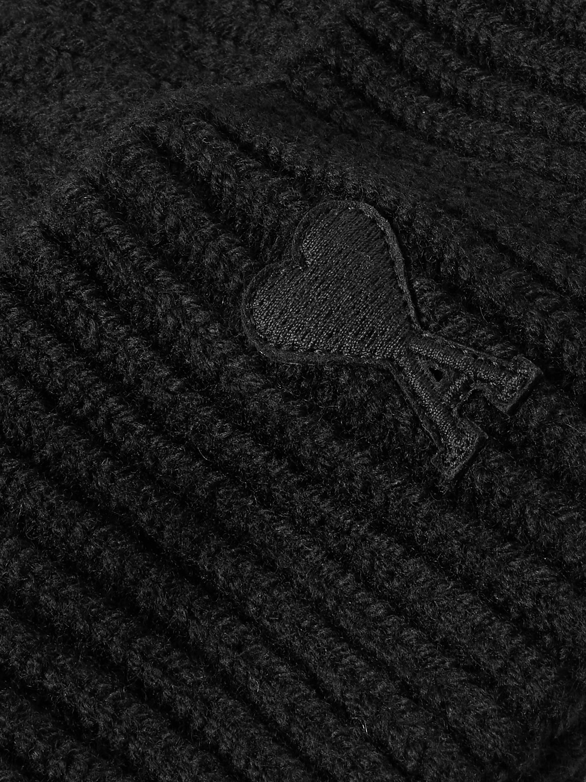 Ami Alexandre Mattiussi Logo-appliquéd Ribbed Virgin Wool Beanie