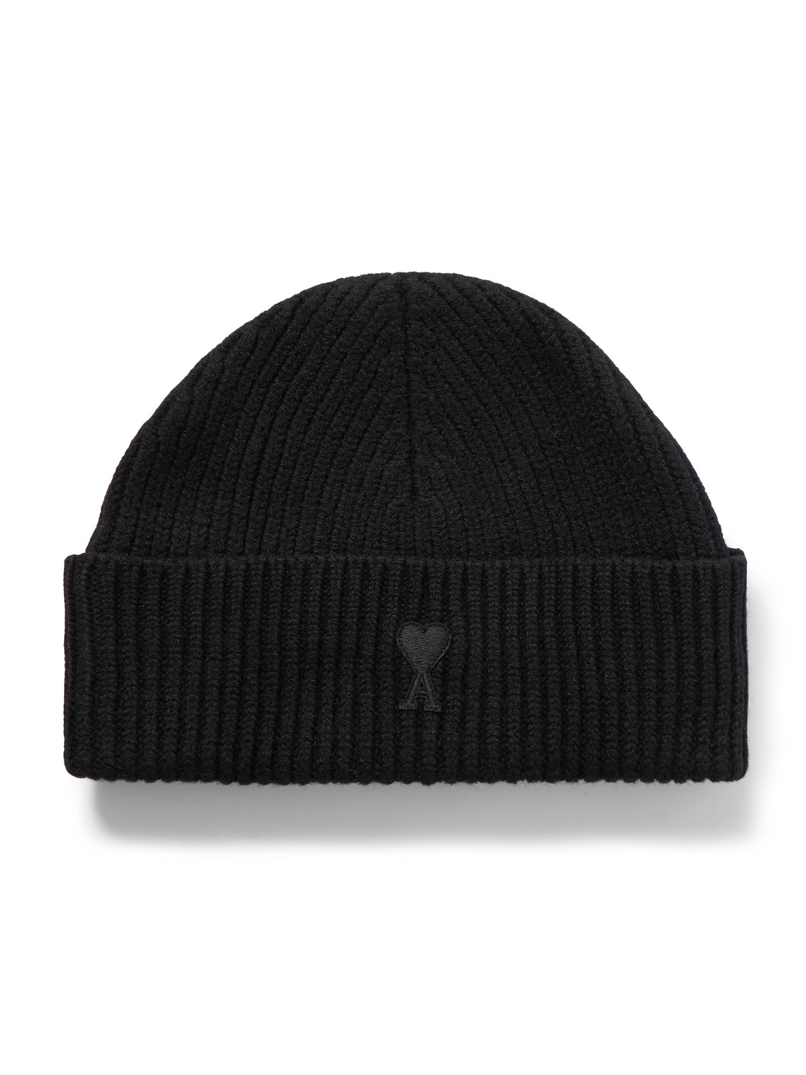 Ami Alexandre Mattiussi Logo-appliquéd Ribbed Virgin Wool Beanie