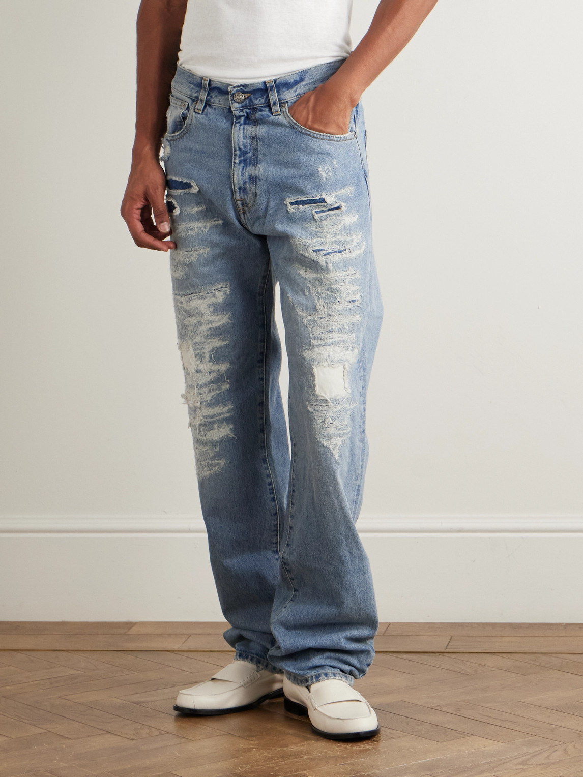  424 - Straight-leg Distressed Jeans - Men - Blue - It 44 