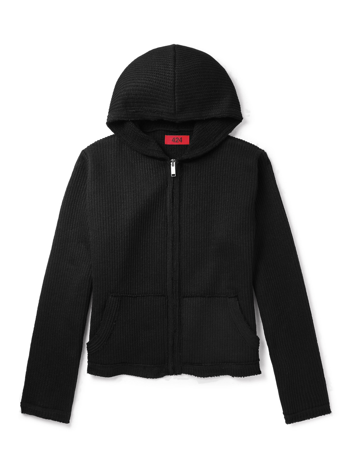 424 – Cropped Ribbed-Knit Zip-Up Hoodie