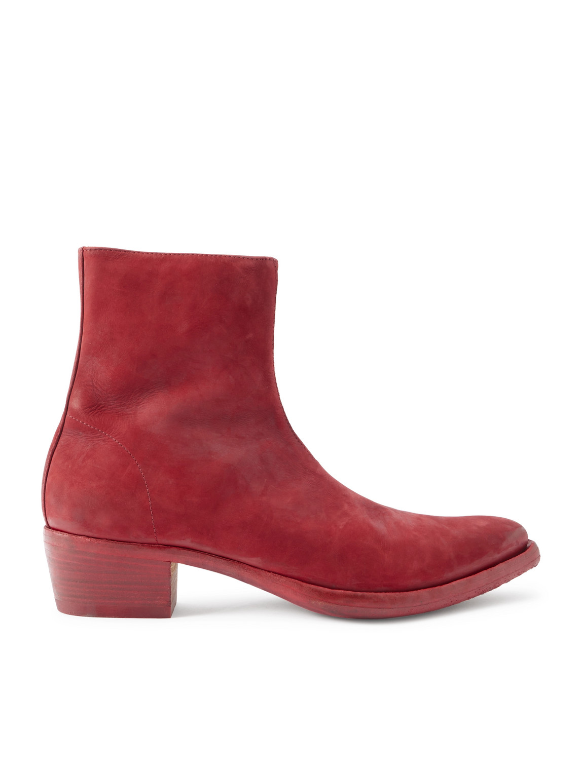 424 Nubuck Chelsea Boots In Red