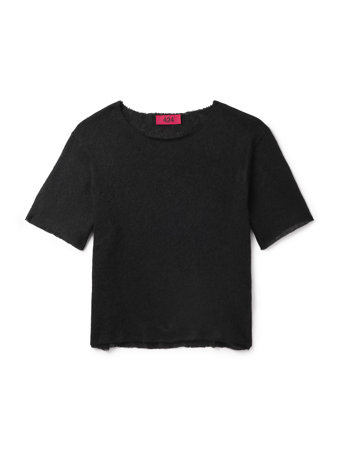 424 Cropped Alpaca-blend T-shirt In Black