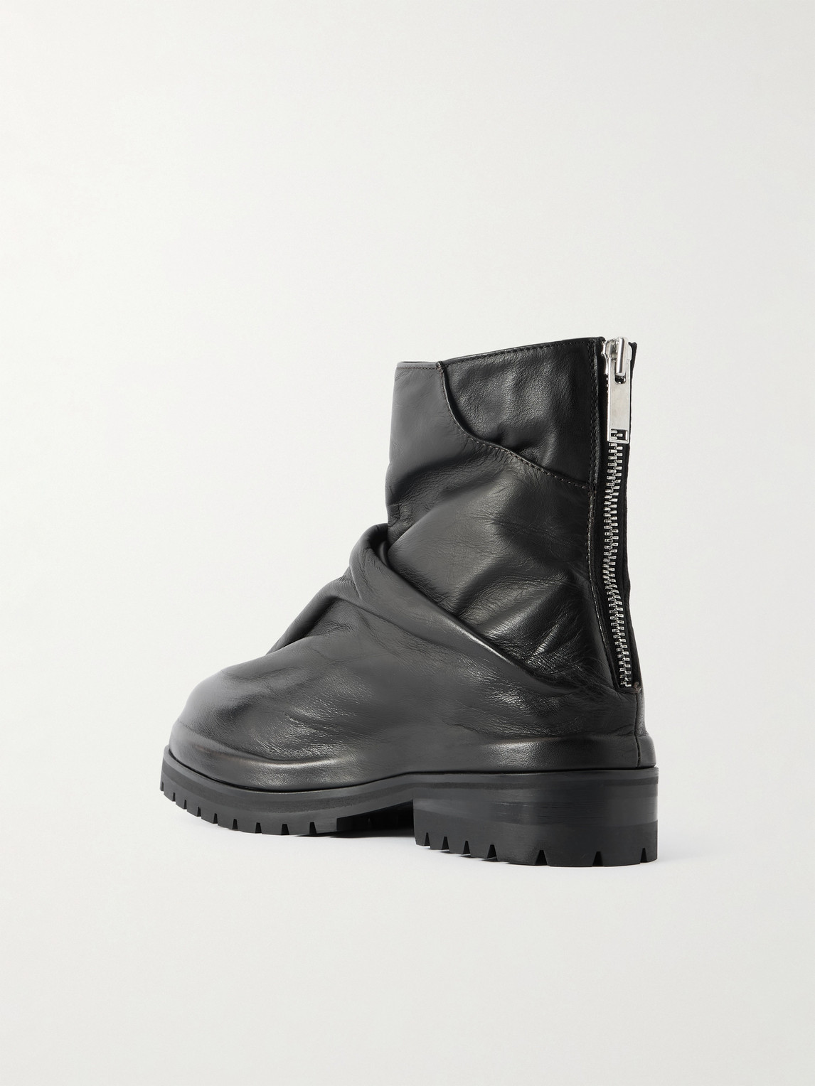 424 Marathon Ruched Leather Boots In Black