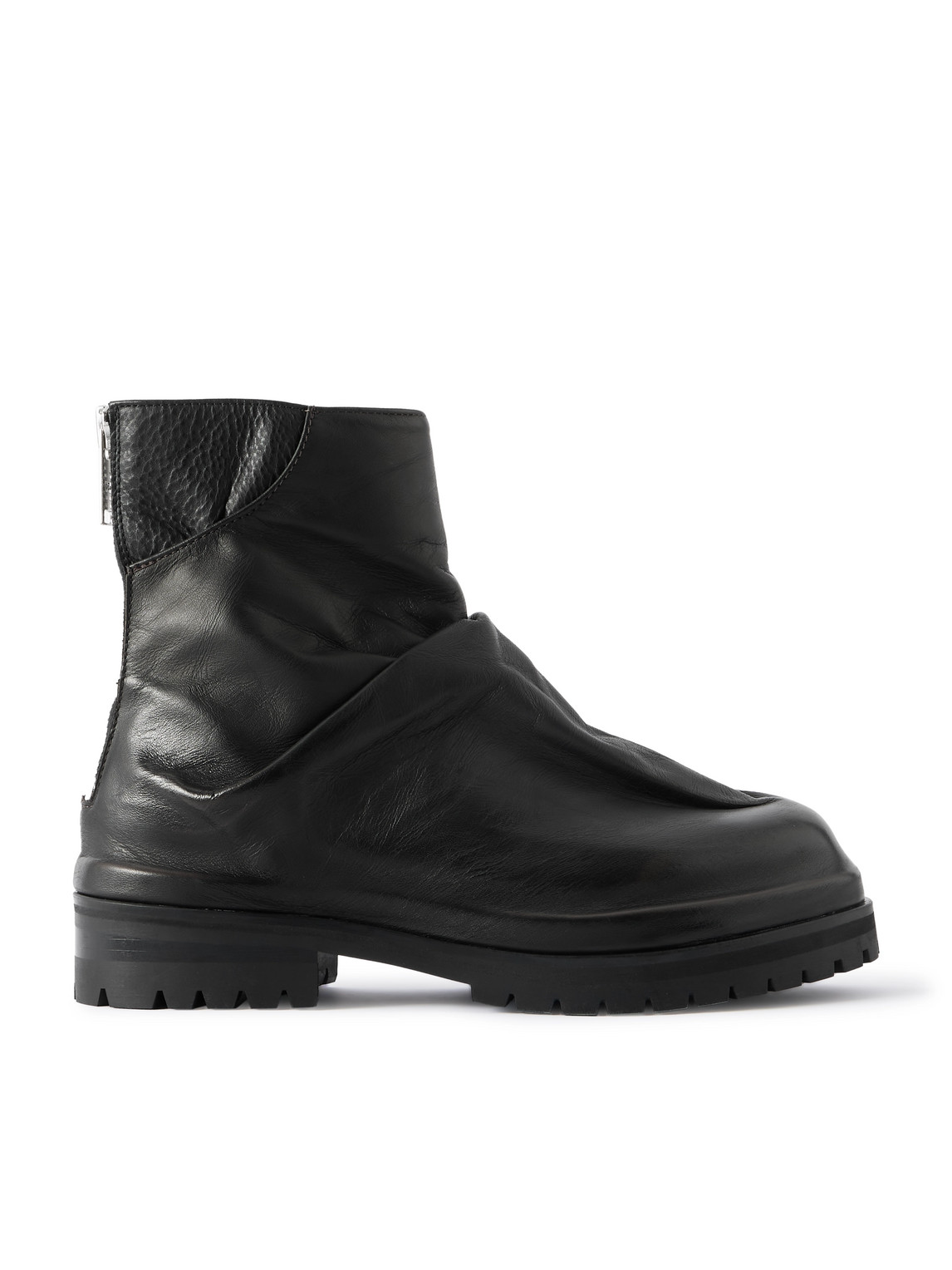 424 Marathon Ruched Leather Boots In Black