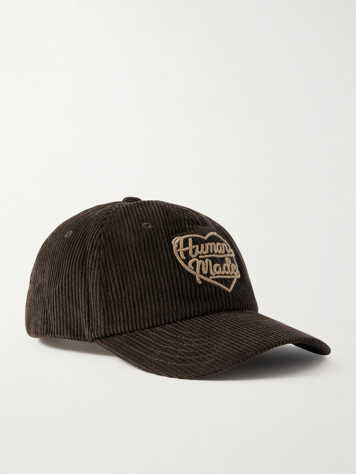 Human Made Logo-embroidered Cotton-corduroy Baseball Cap In Brown
