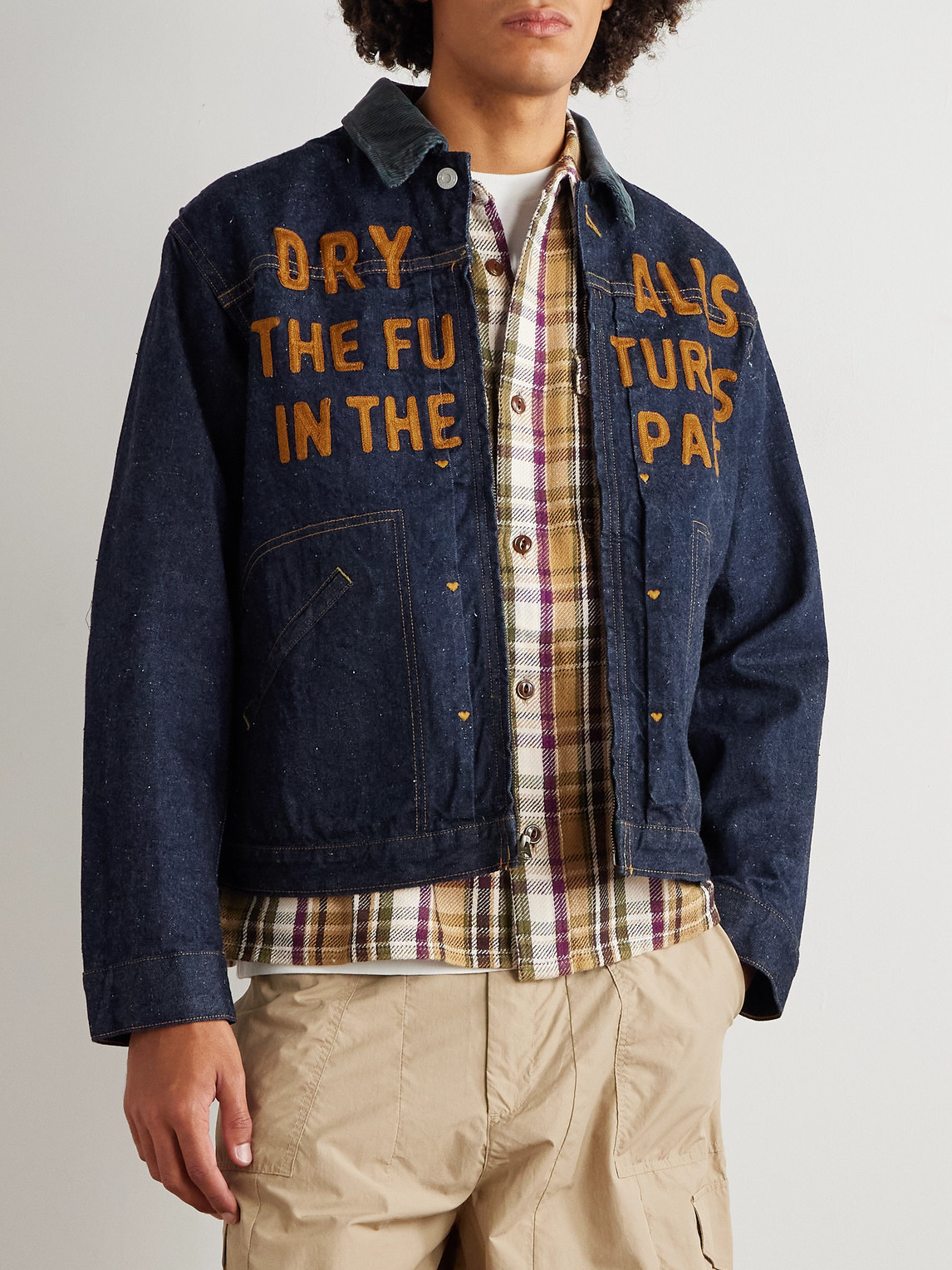 Human Made Embroidered Denim Jacket In Blue