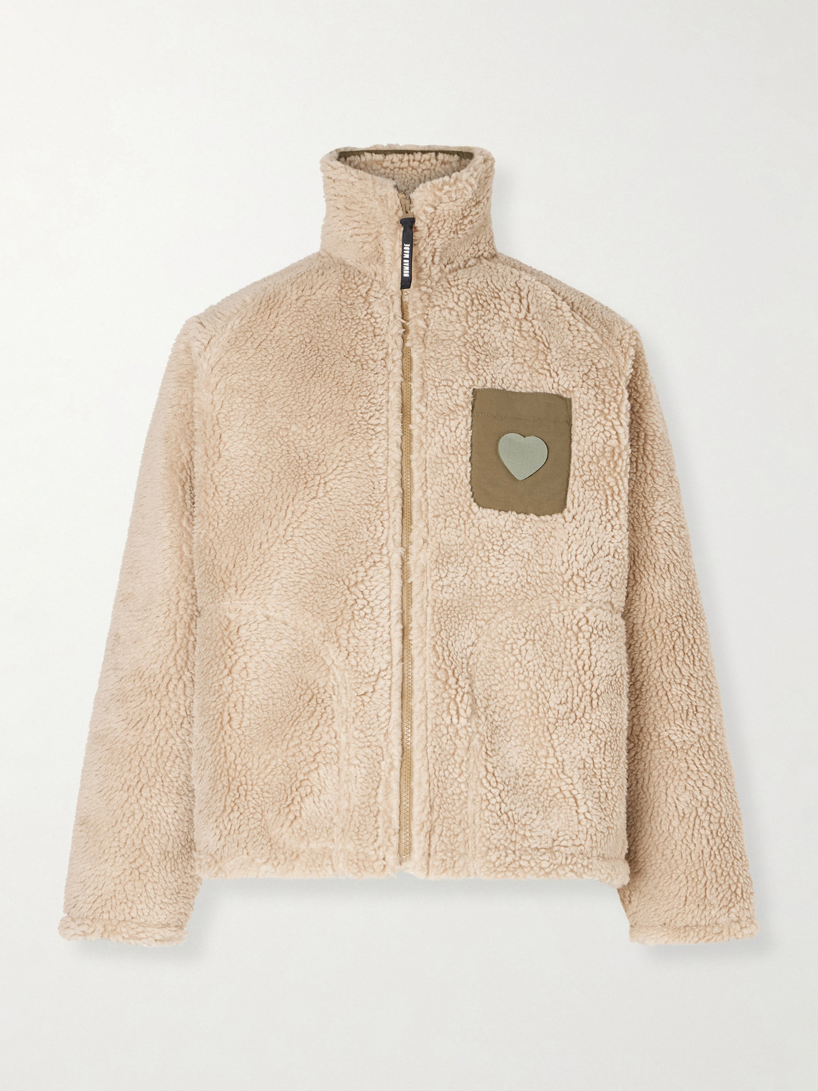 Human Made Shell-trimmed Fleece Jacket In Black