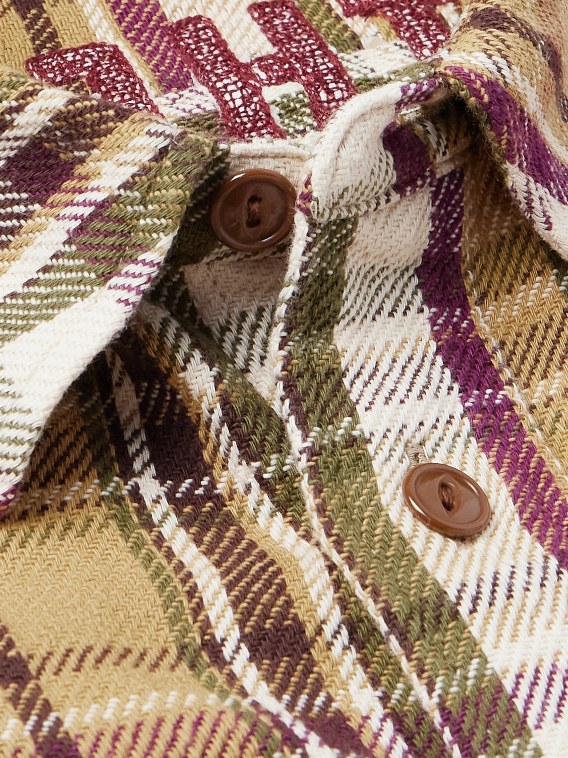 Human Made Logo-appliquéd Checked Cotton Shirt In Neutral