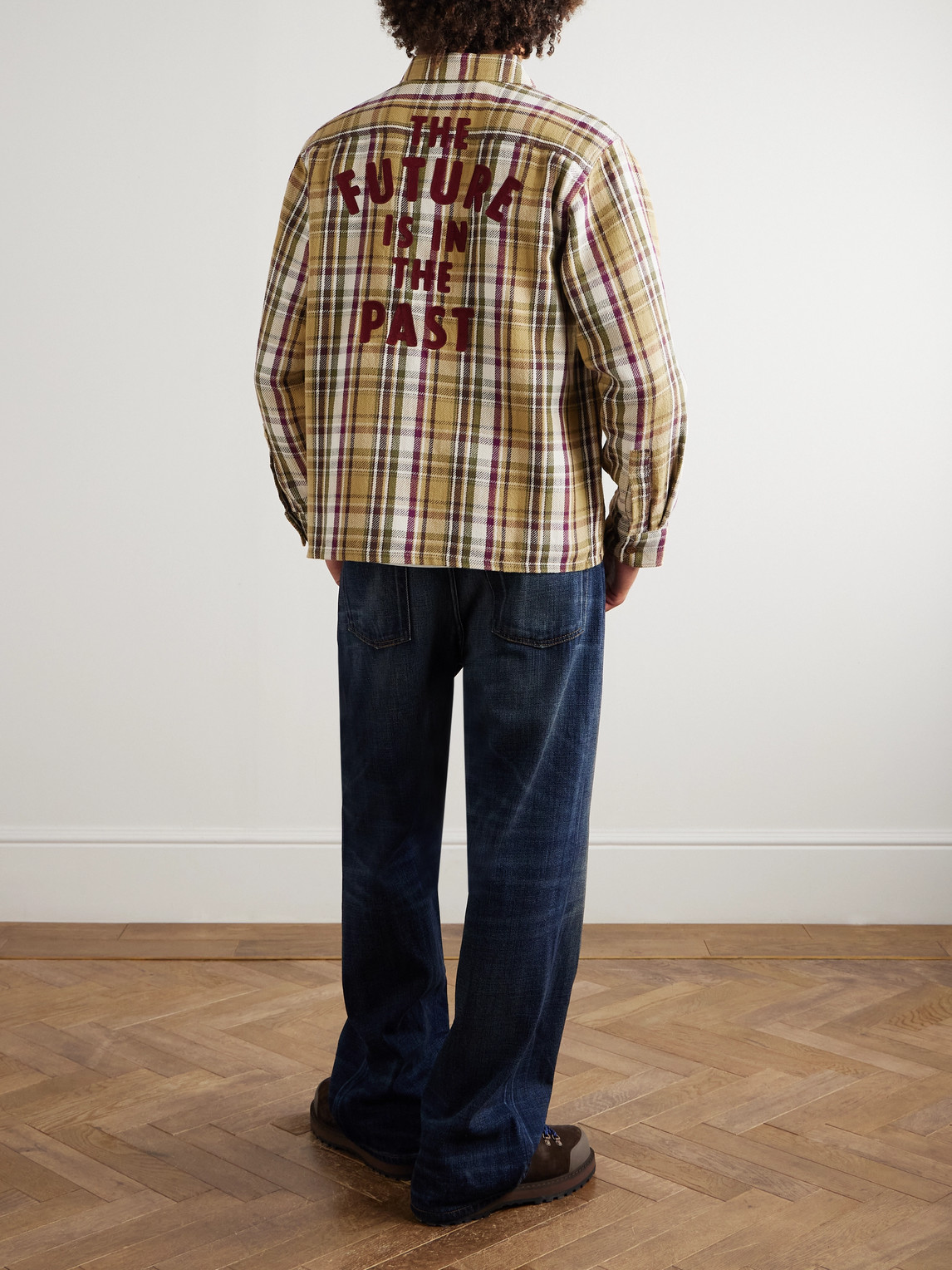 Human Made Logo-appliquéd Checked Cotton Shirt In Neutral