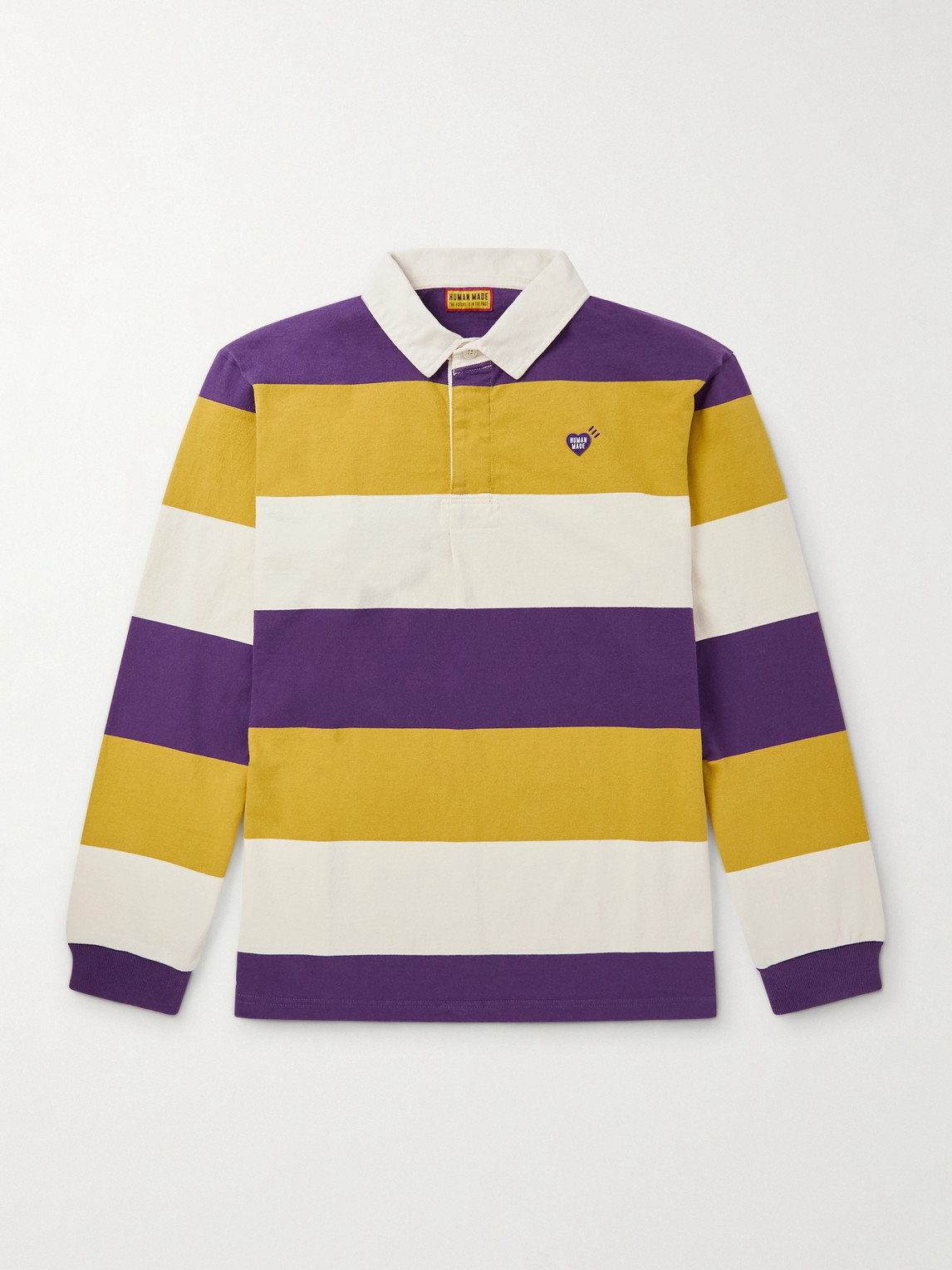 Human Made Logo-Appliquéd triped Cotton-Jersey Polo hirt - Men